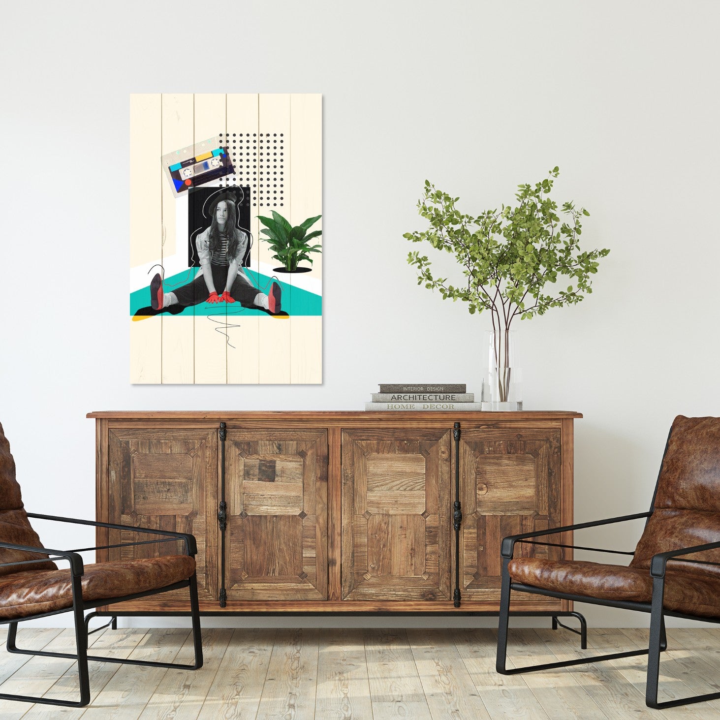 Obraz Wood Vintage Crazy Girl-20x30 cm