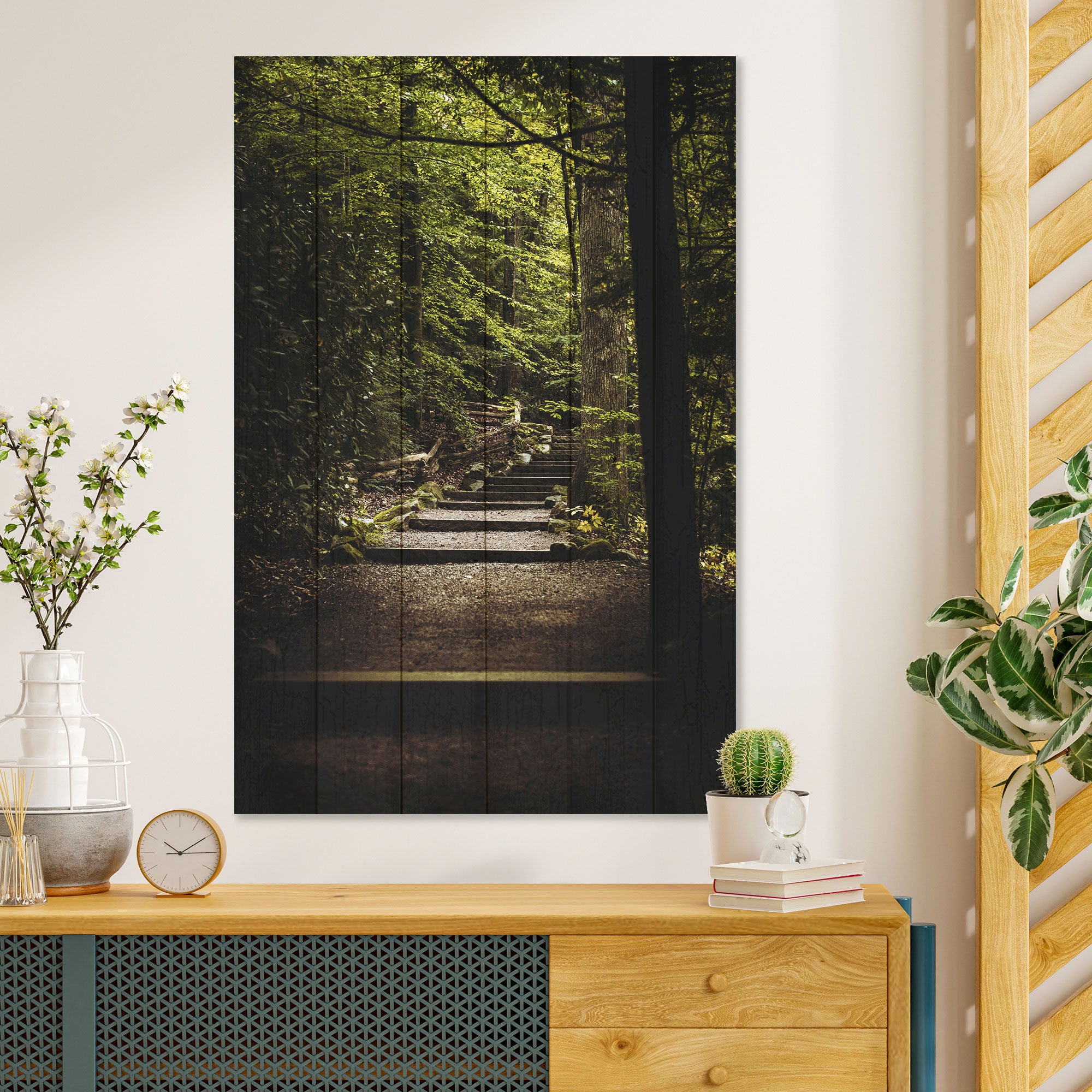 Obraz Wood Schody v lese-70x90 cm