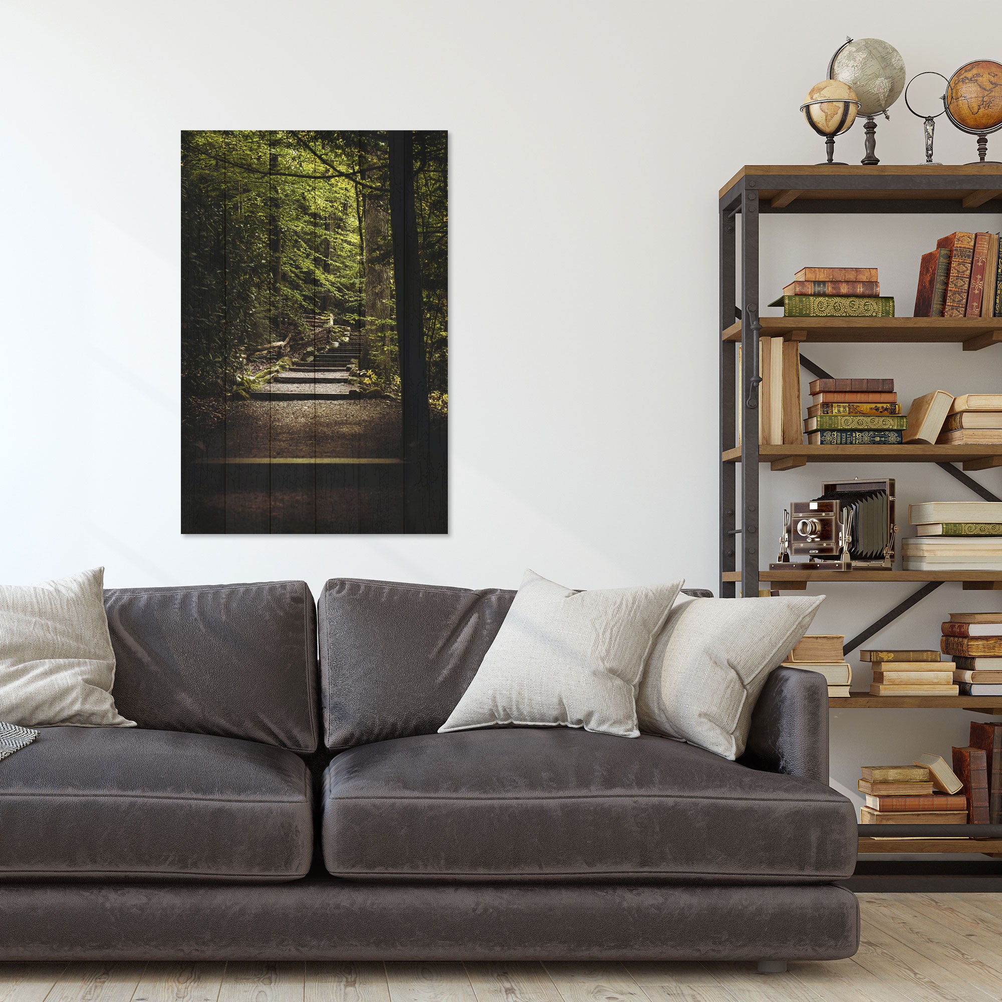 Bild Holz Treppen im Wald-40x60 cm