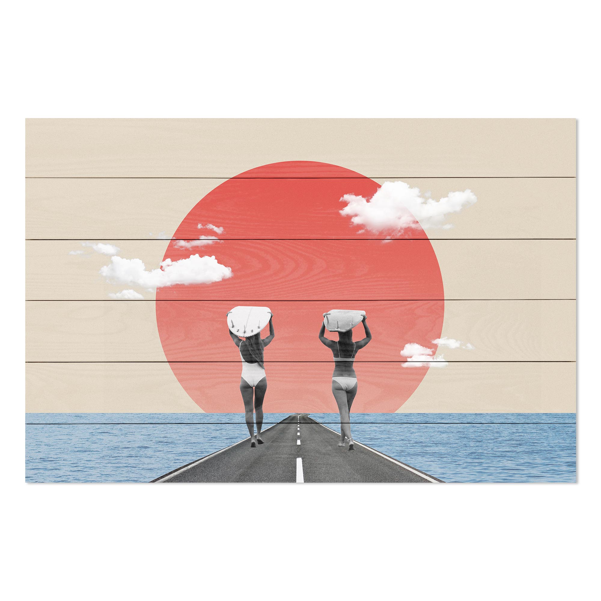 Bild Holz Vintage Collage Surfers Road-20x30 cm
