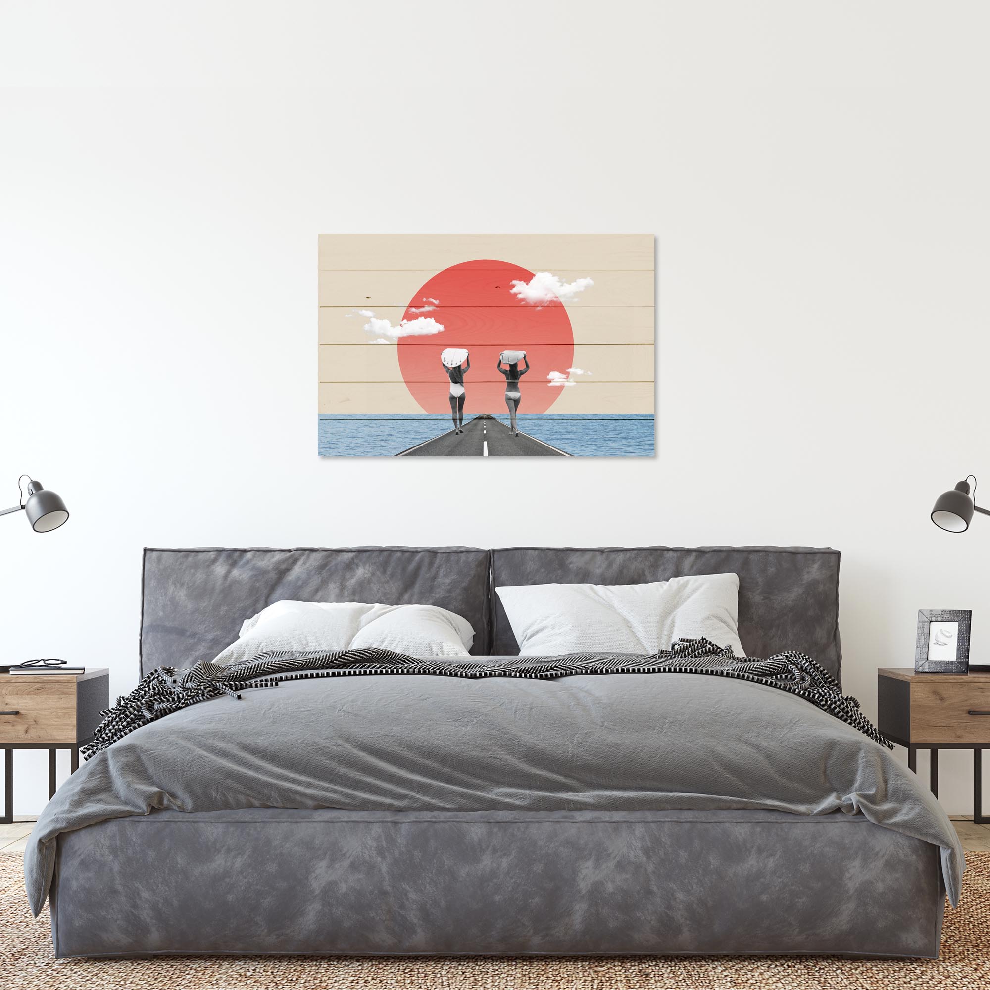 Bild Holz Vintage Collage Surfers Road-70x90 cm