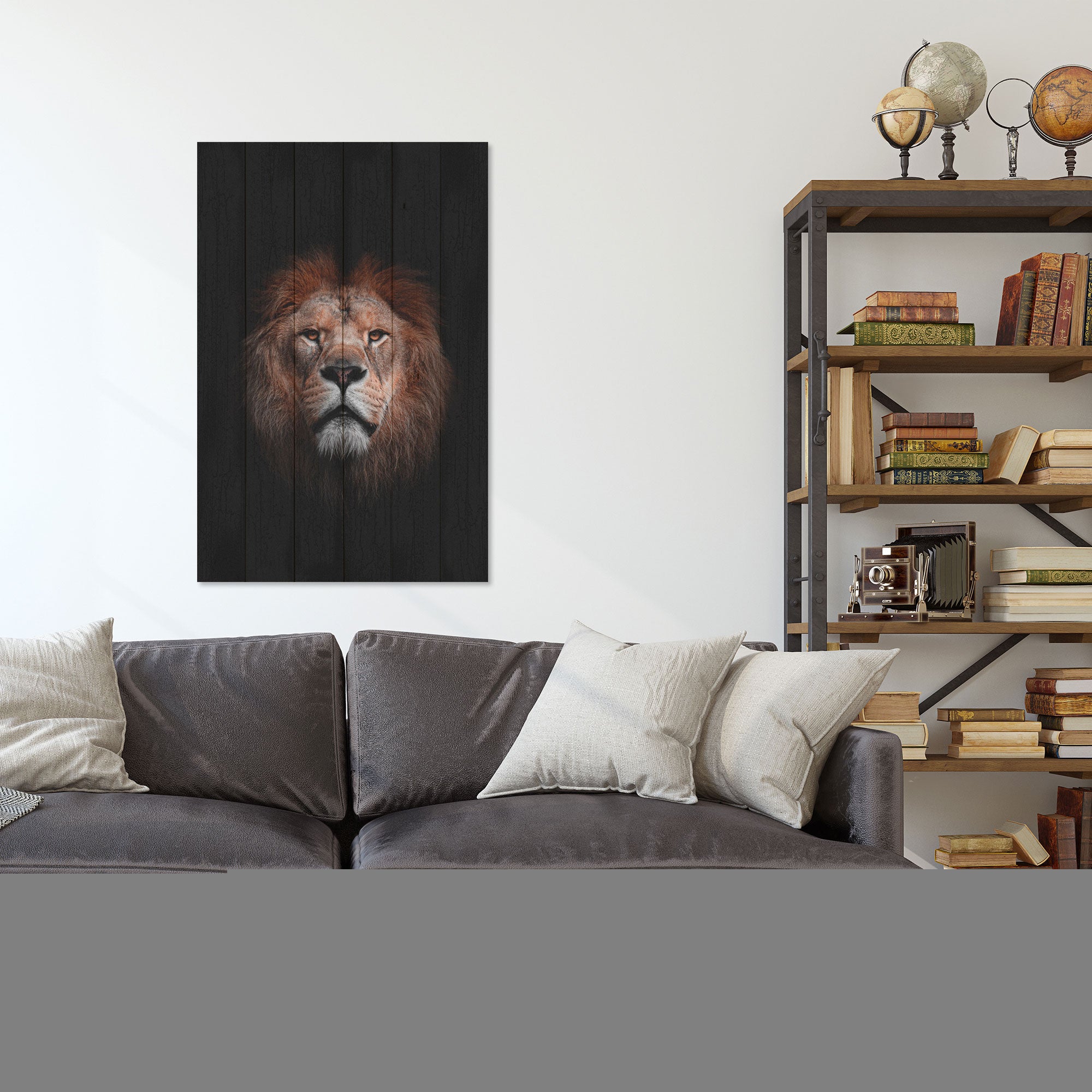 Bild Holz Porträt eines Löwen-30x40 cm