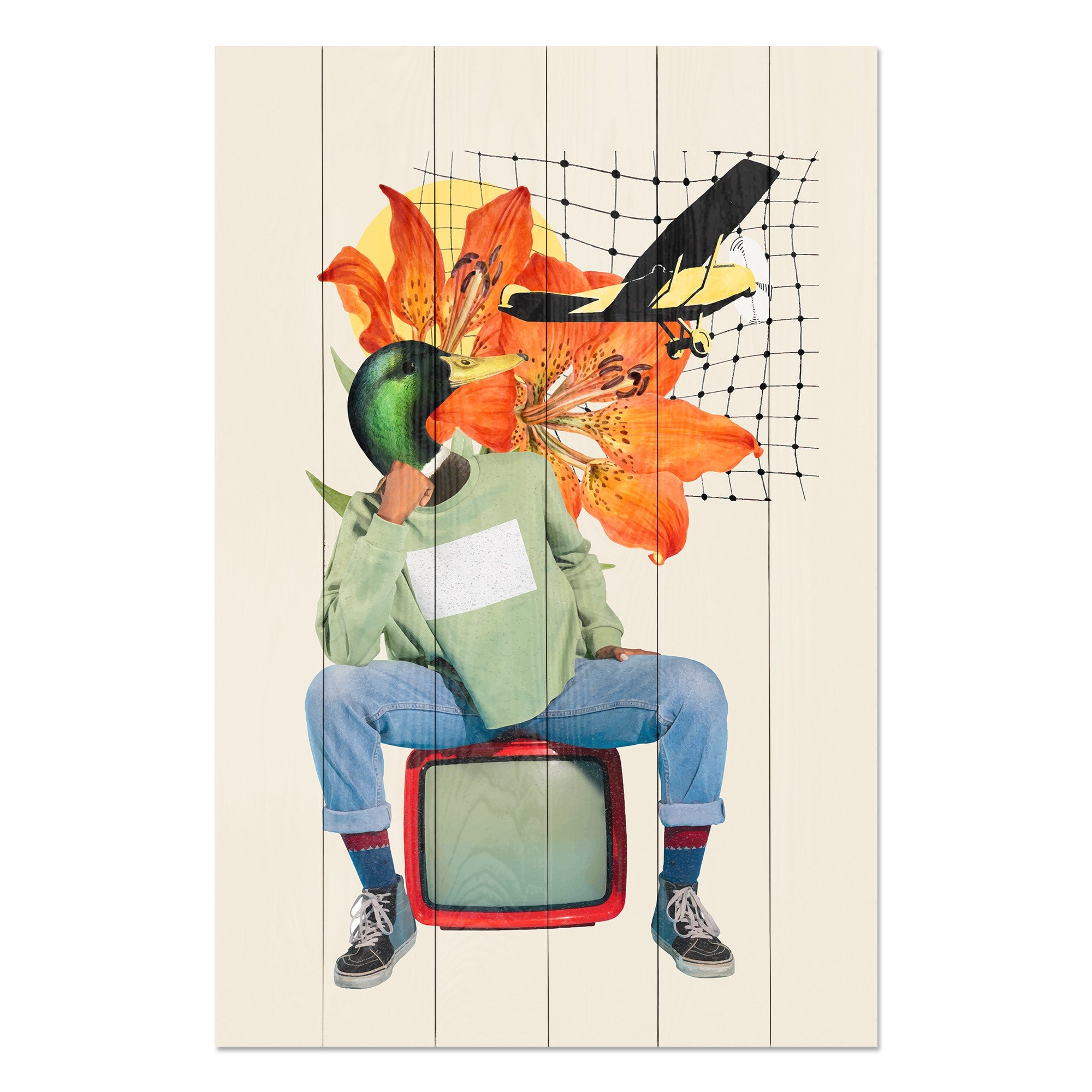 Wood Painting Man with a Duck's Head-30x40 cm