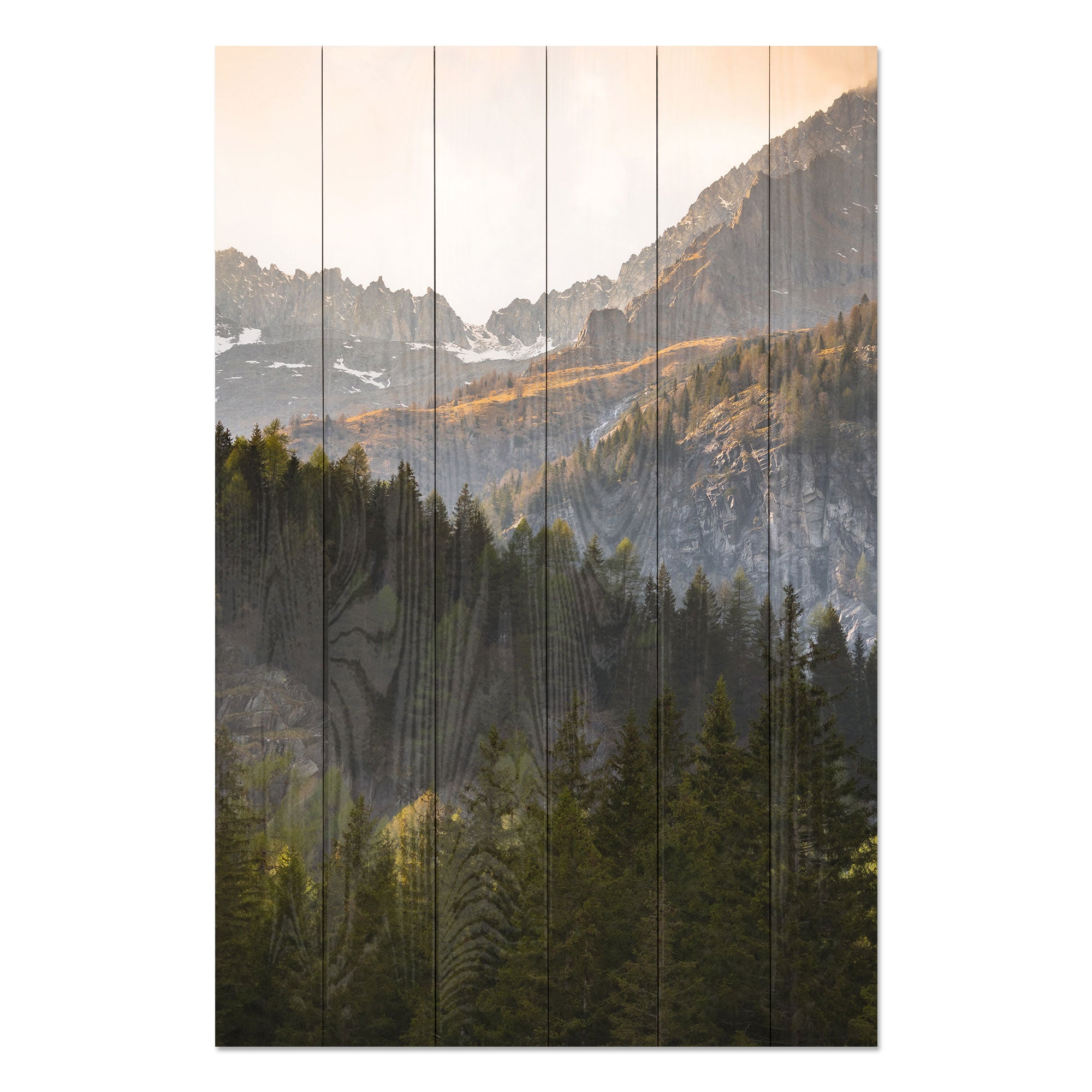Bild Holz Bäume in den Bergen-70x90 cm