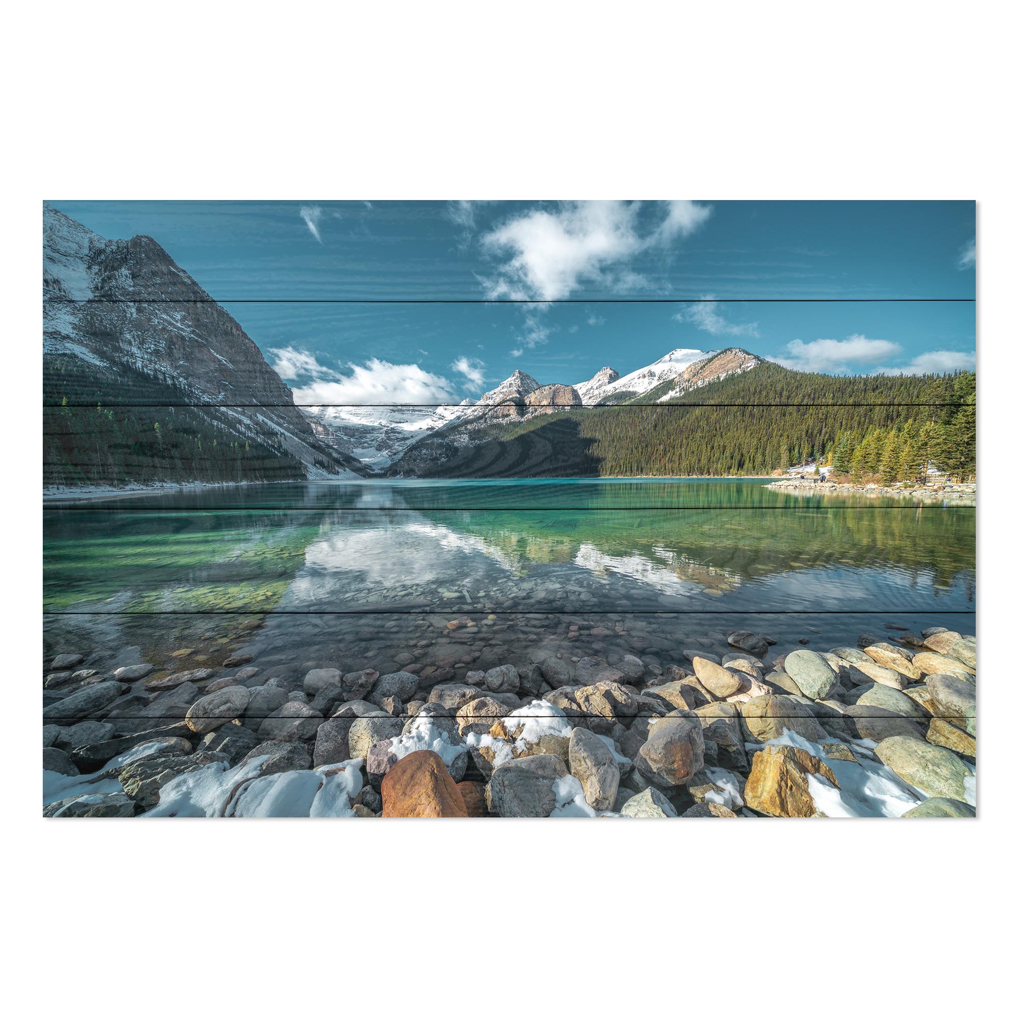 Obraz Wood Turquoise Lake and Mountains-40x60 cm