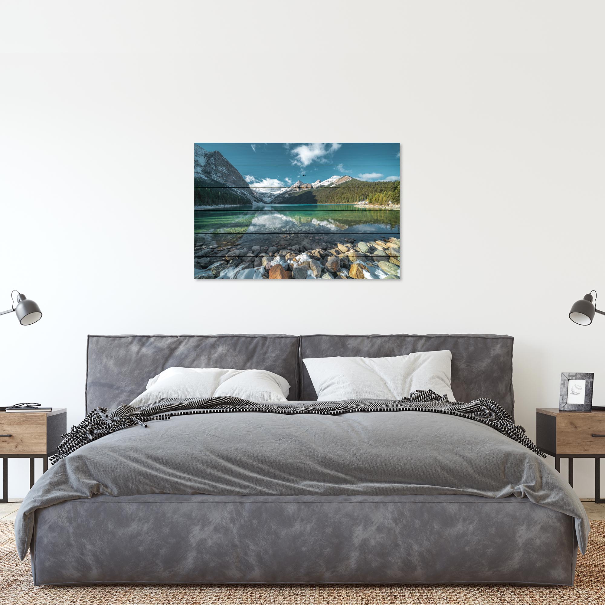 Obraz Wood Turquoise Lake and Mountains-40x60 cm