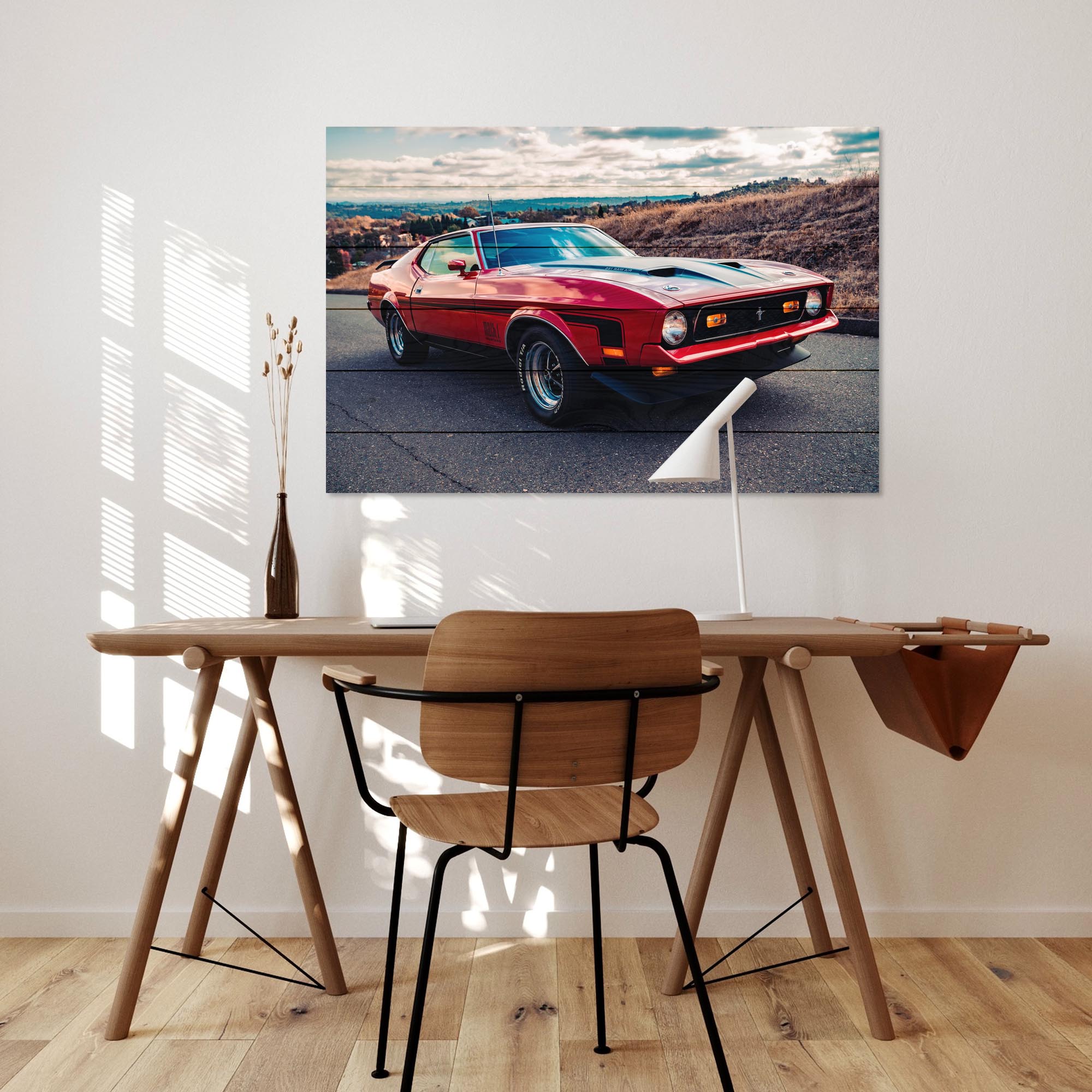 Obraz Wood Červený Mustang-40x60 cm