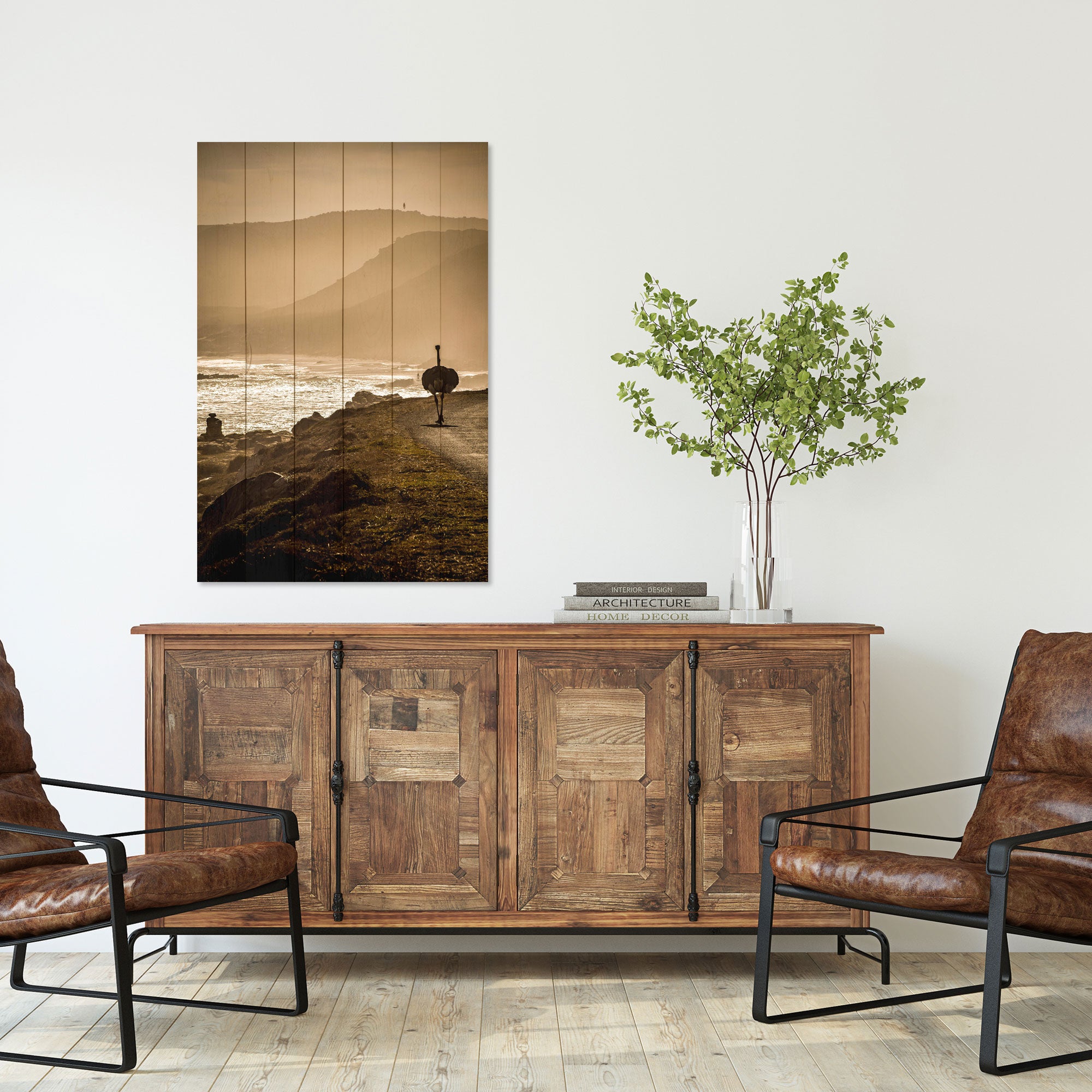 Obraz Wood Pštros na Pobřeží-30x40 cm