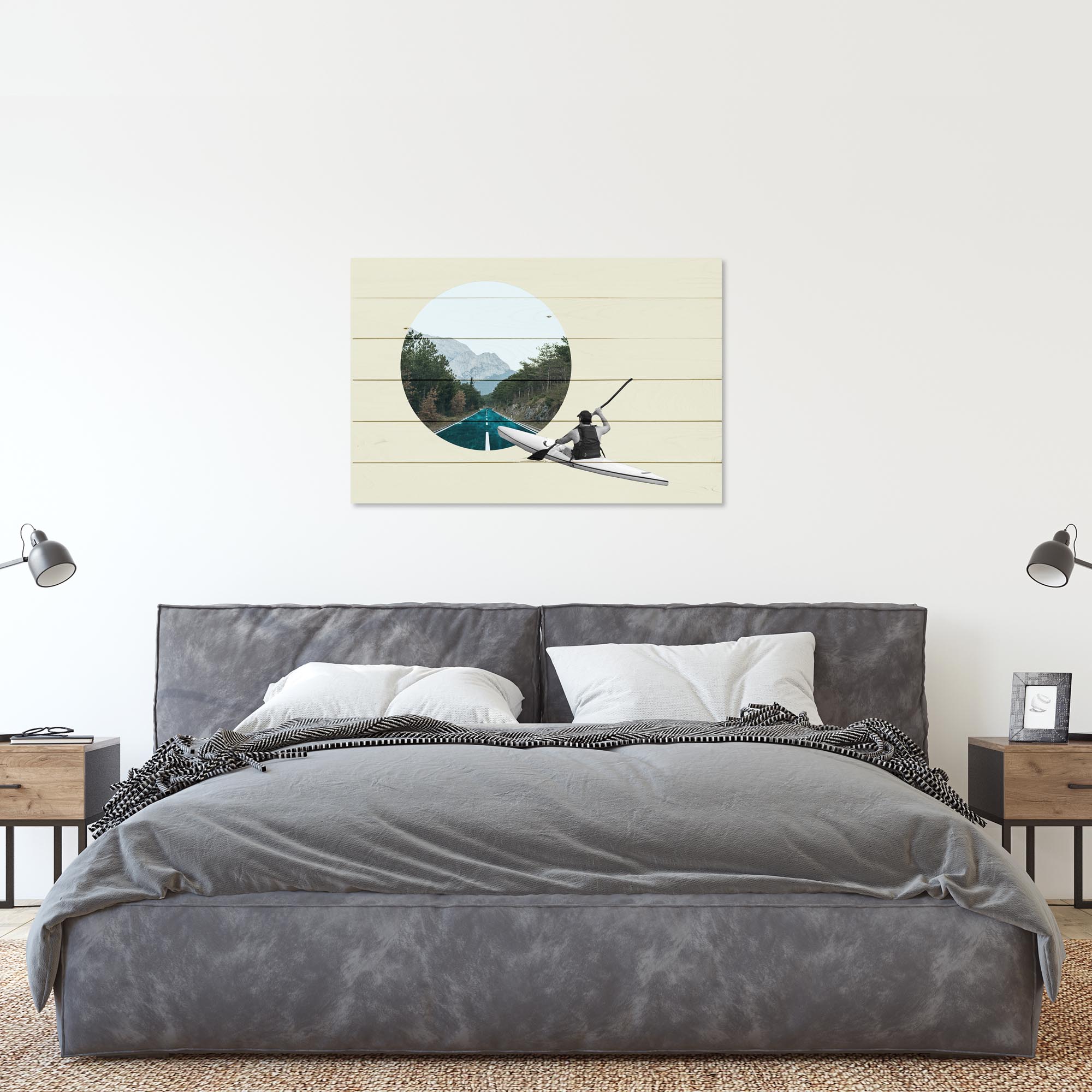 Bild Wood Kajakfahrt Straße-70x90 cm