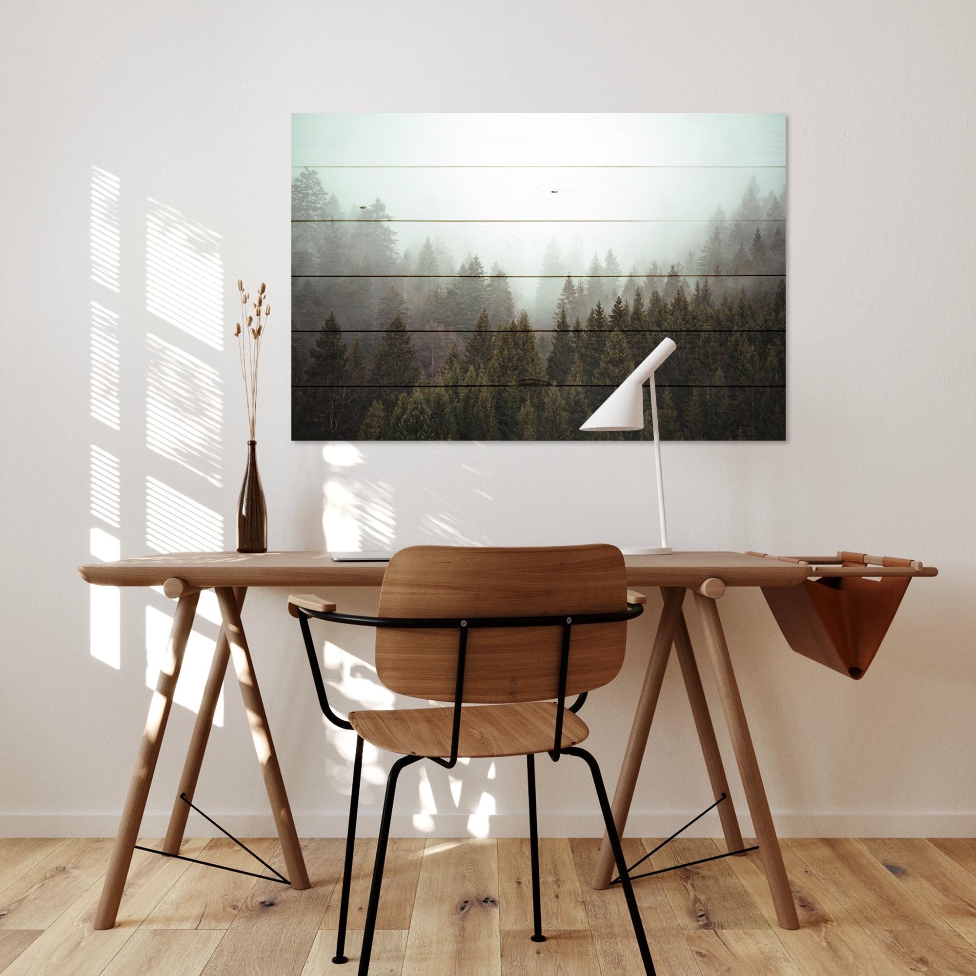 Bild Wood Nebliger Nadelwald-70x90 cm