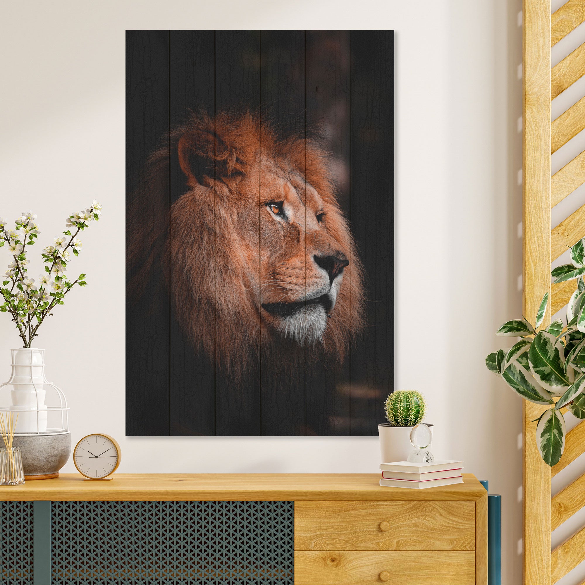 Obraz Wood Profil Lva-30x40 cm