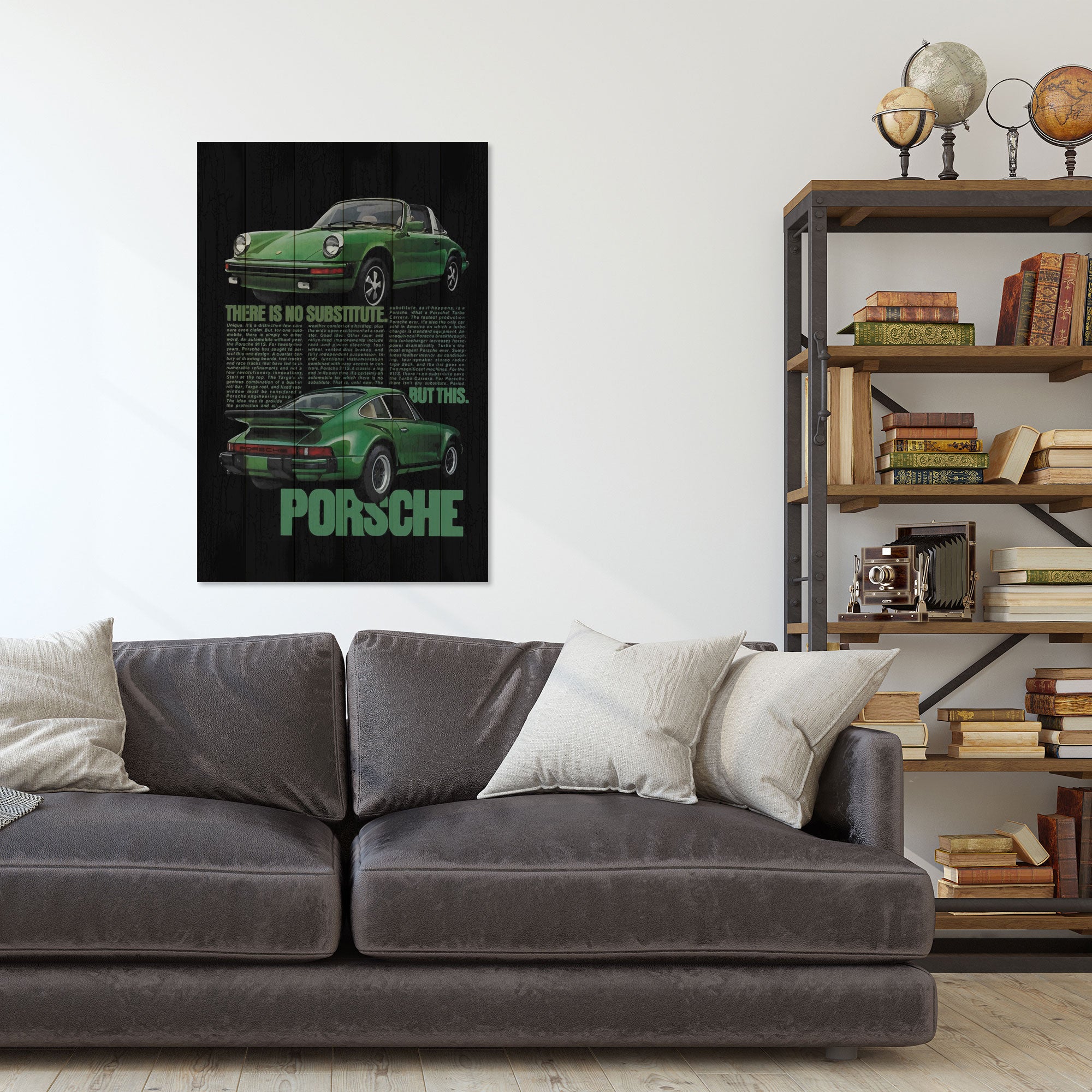 Bild Wood Grüner Porsche-40x60 cm