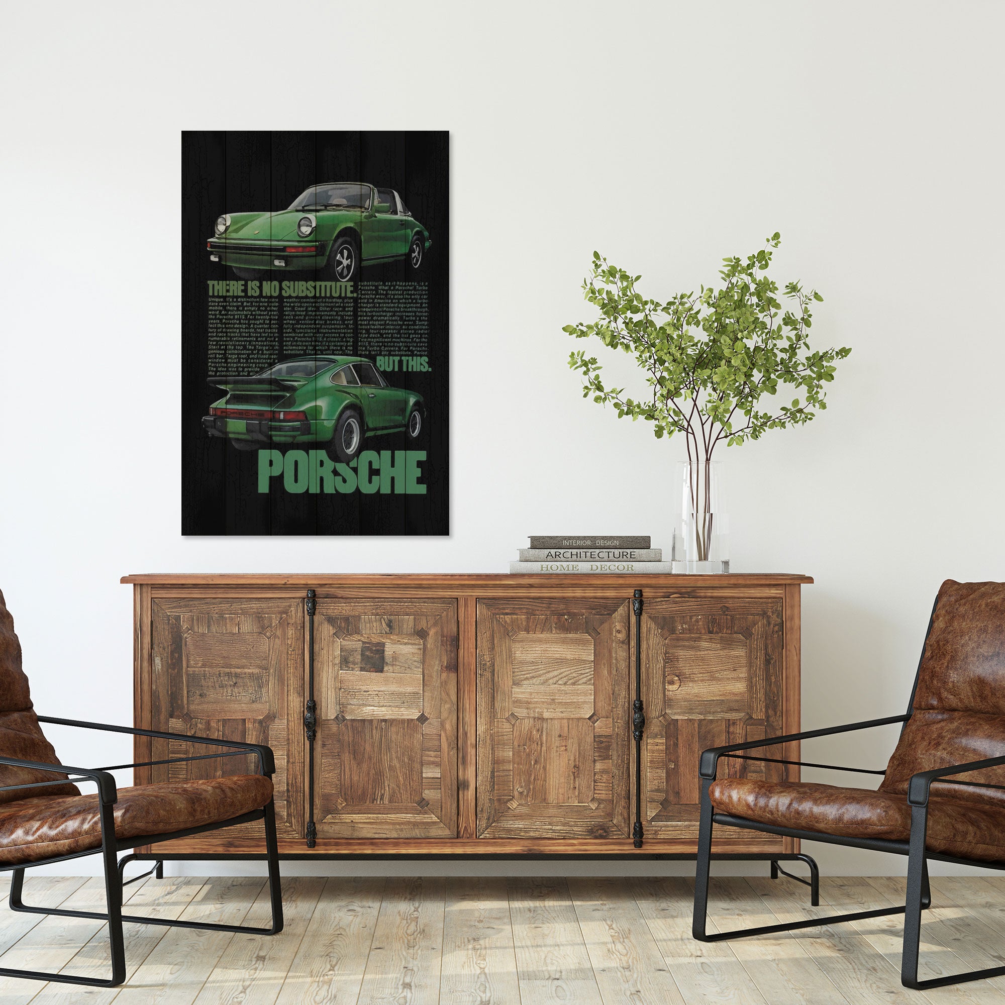 Bild Wood Grüner Porsche