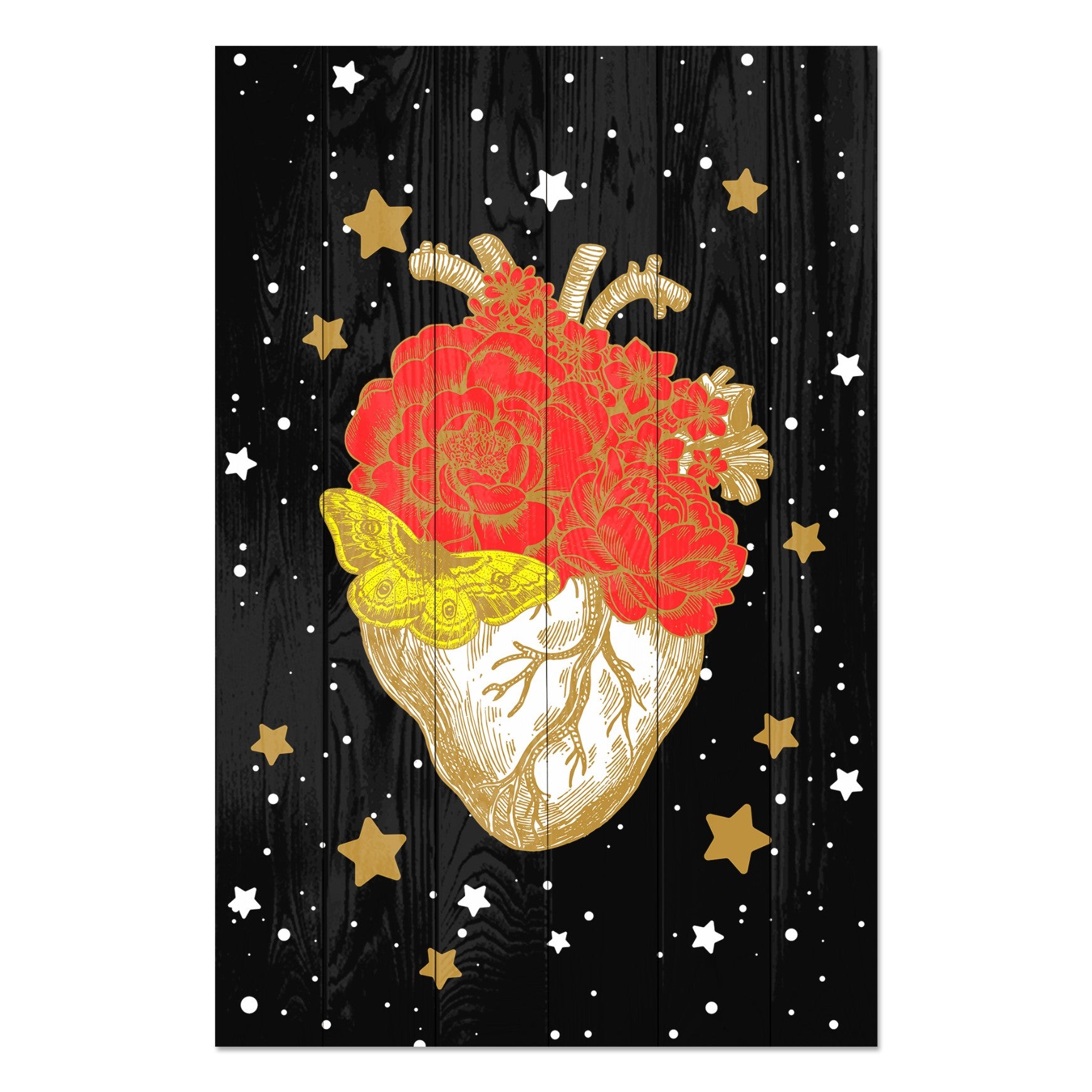 Bild Wood Herz in der Galaxie-70x90 cm