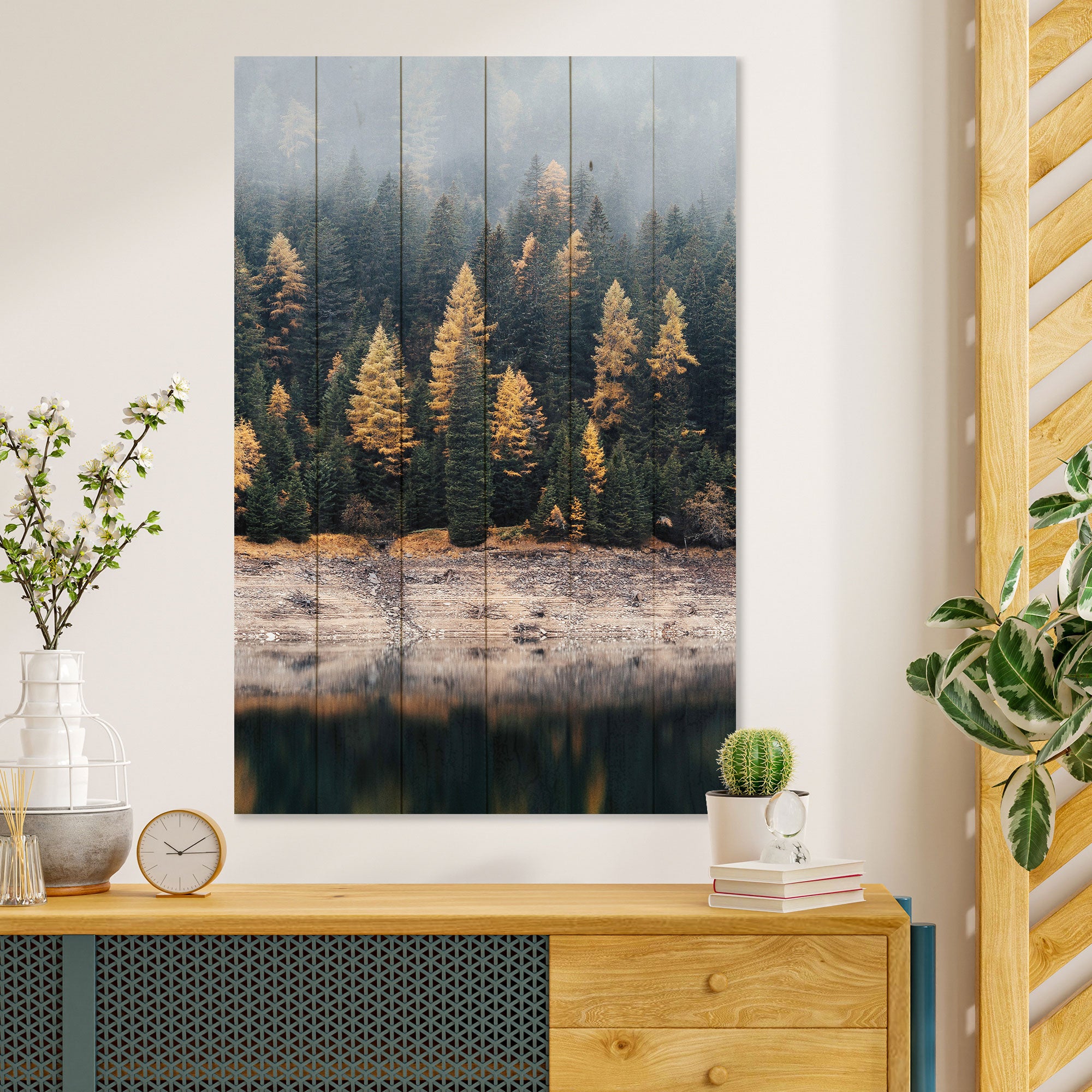 Obraz Wood Mlžný les-30x40 cm
