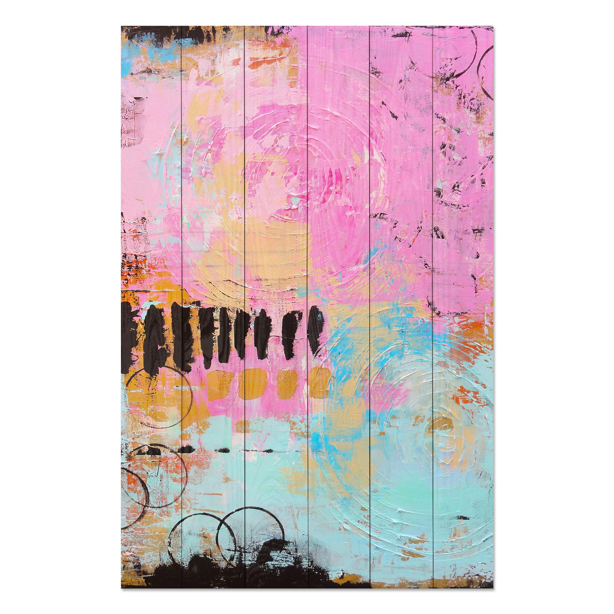 Obraz Wood Bunte Pinselstriche-20x30 cm