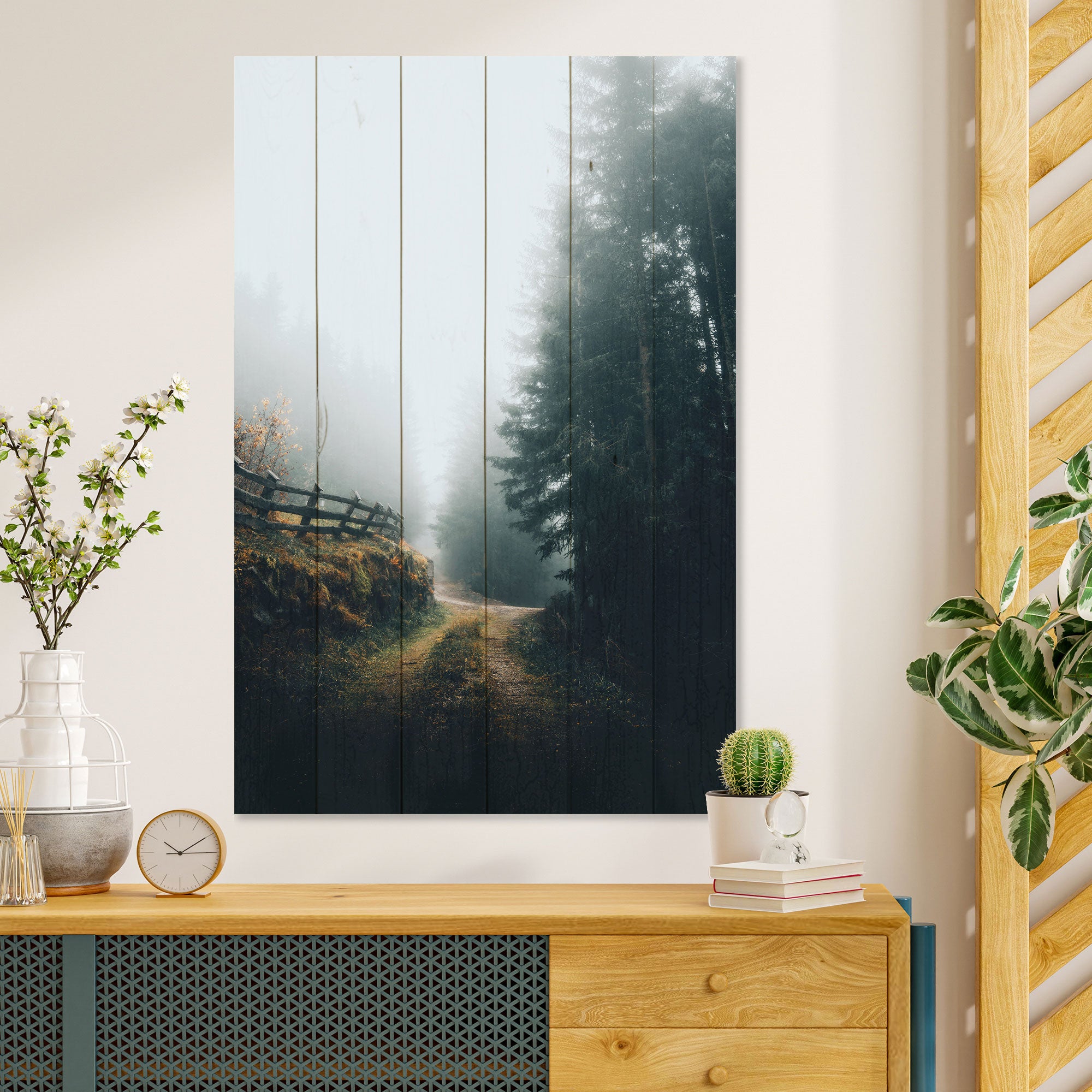Obraz Wood Nebellandschaft-60x90 cm
