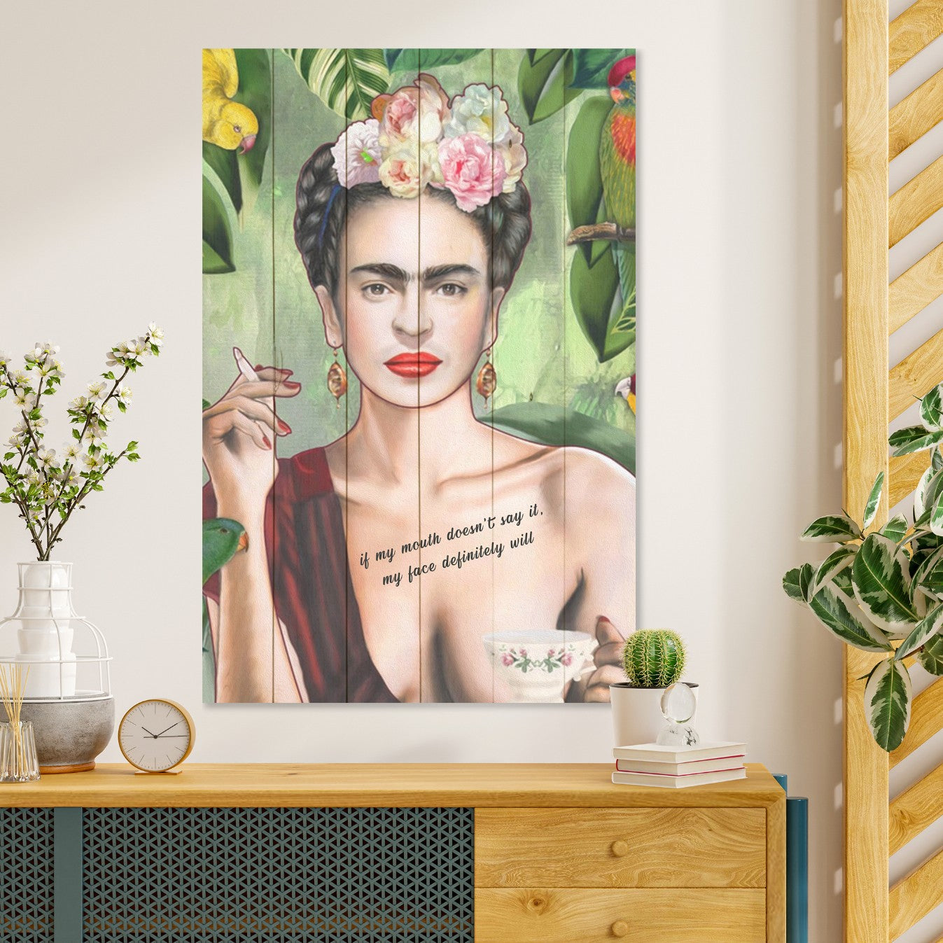 Obraz Wood Frida-50x70 cm