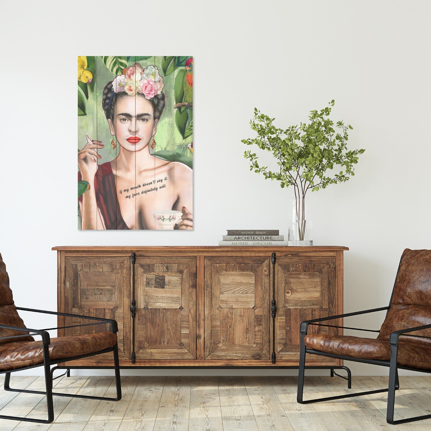 Obraz Wood Frida-60x90 cm