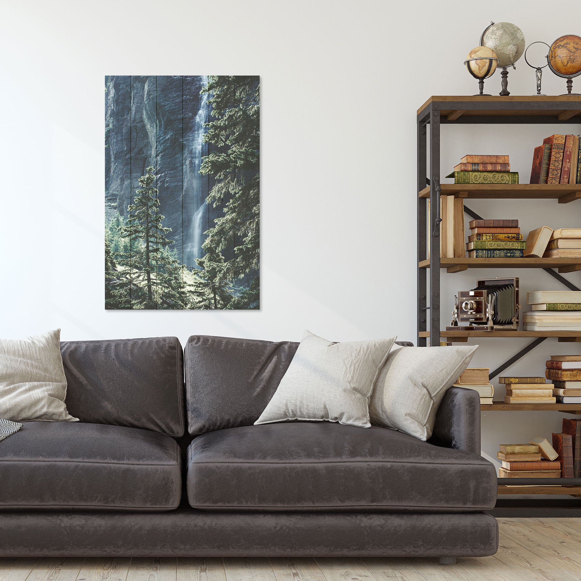 Obraz Dřevo Les Vodopád-50x70 cm