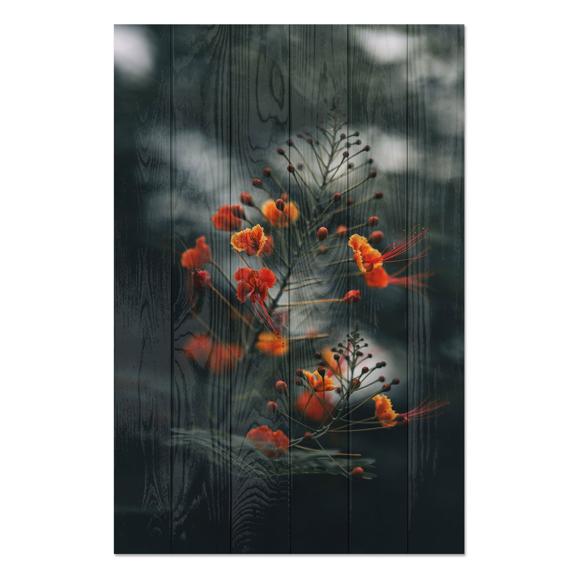 Bild Wood Little Orange Flowers-40x60 cm