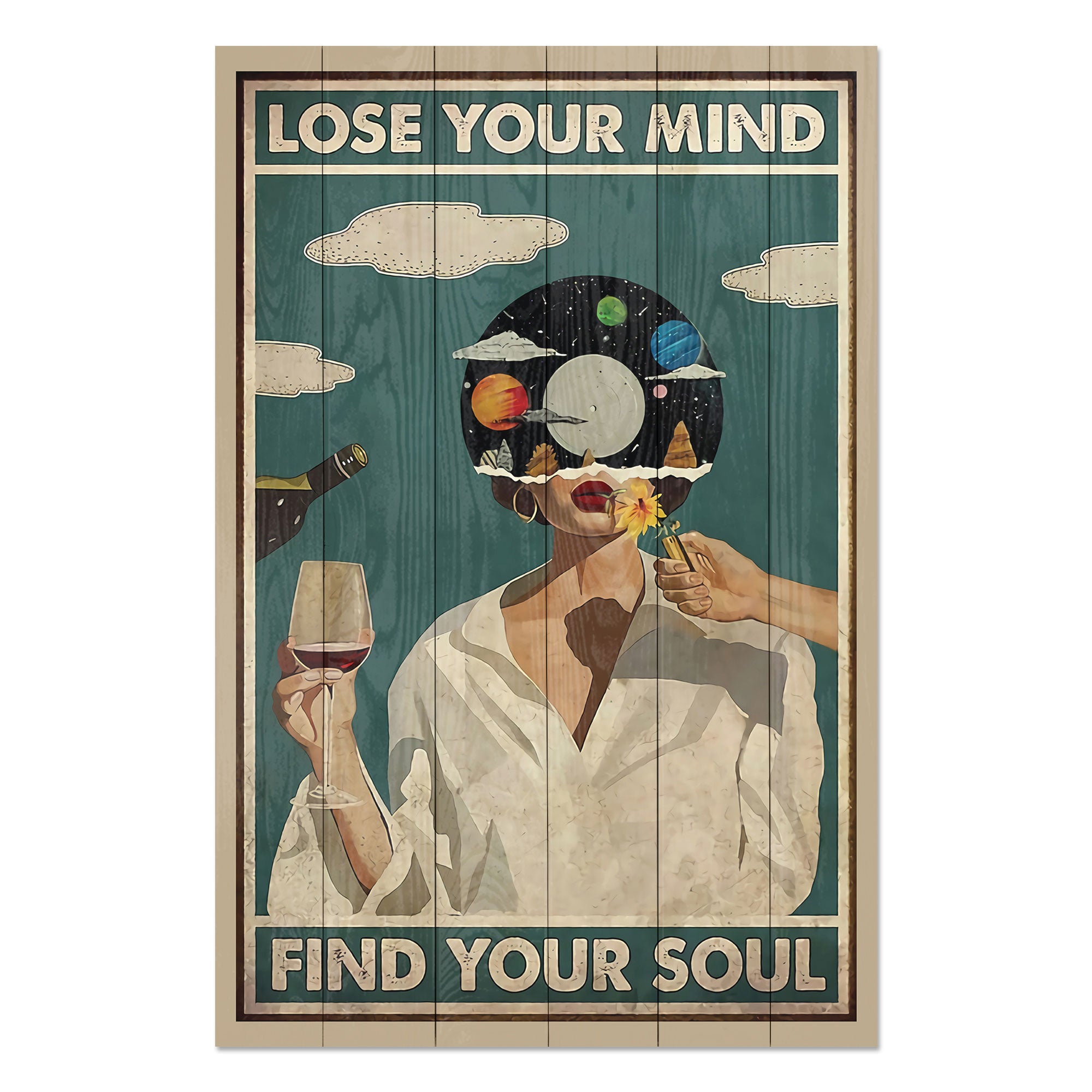 Obraz Wood Lose your Mind-60x90 cm