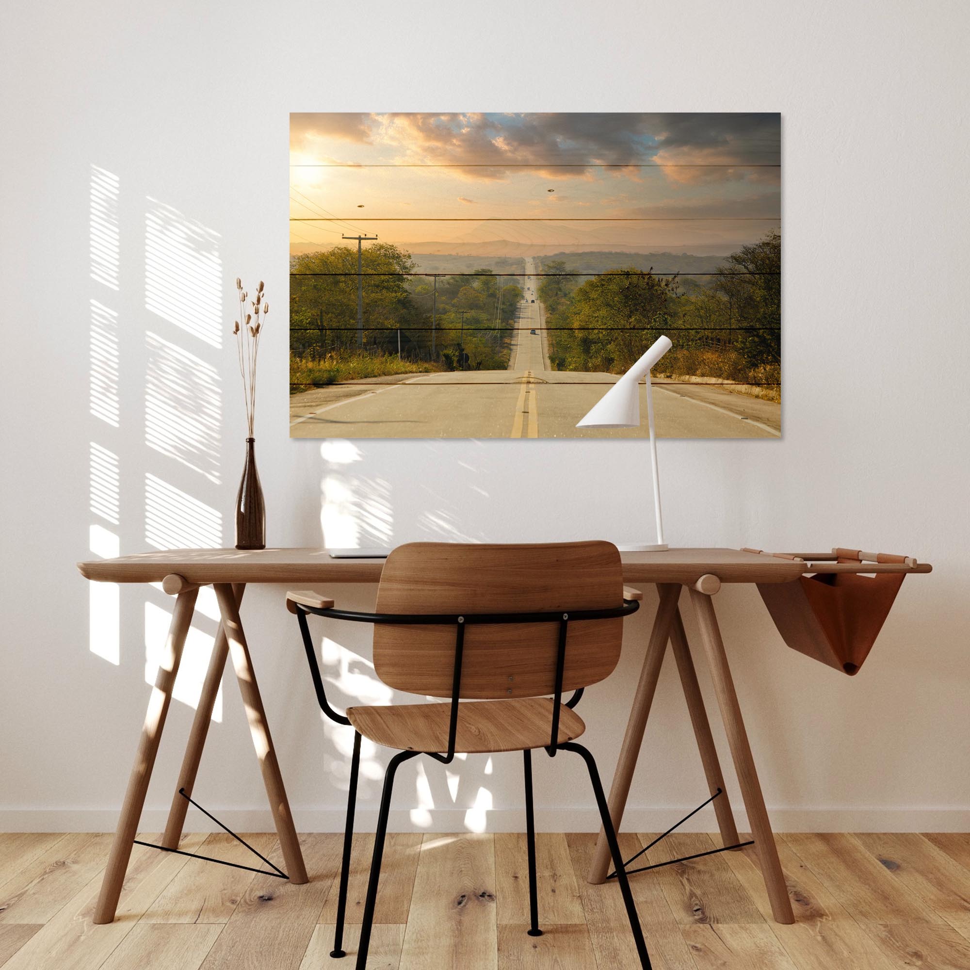 Obraz Wood Long Highway Lined With Trees-20x30 cm
