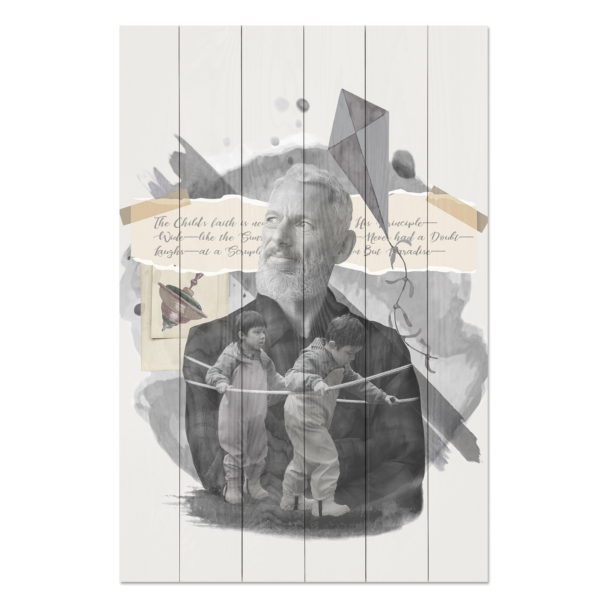 Obraz Wood Old Man and Little Kids-50x70 cm