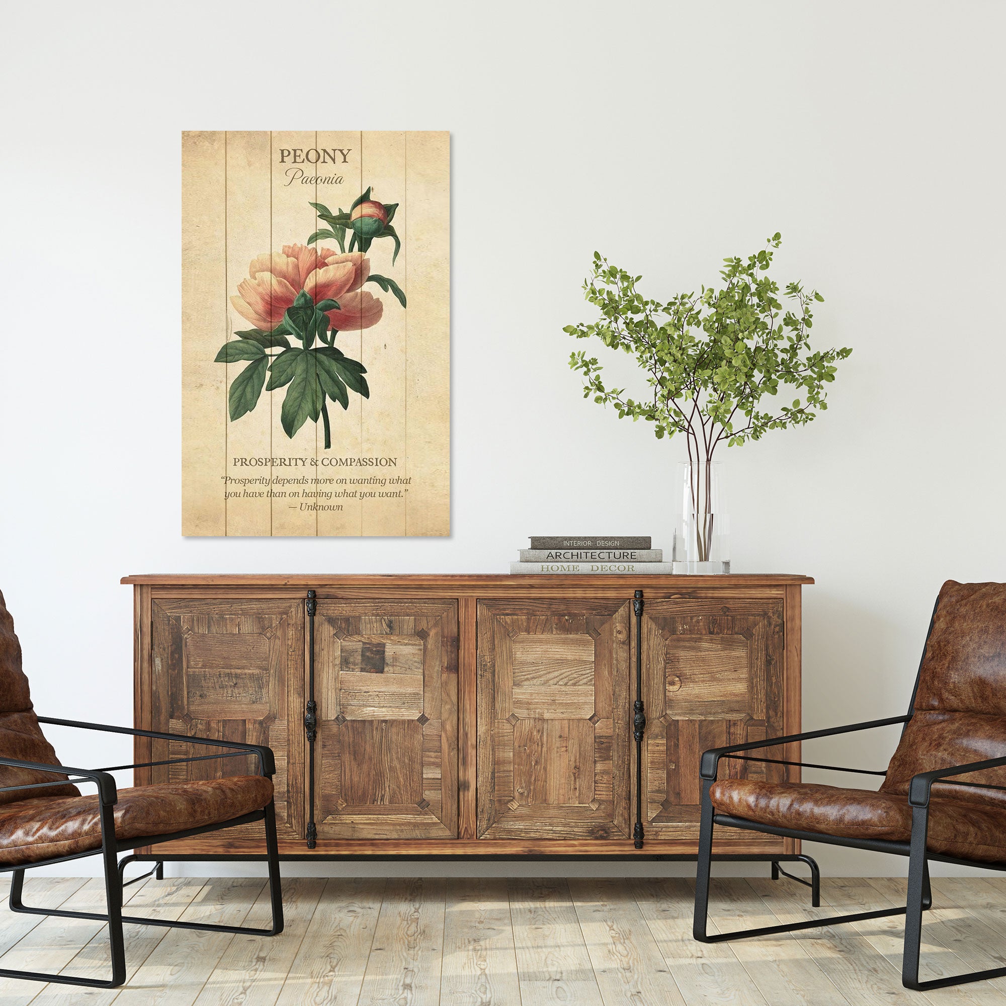 Obraz Dřevo Pivoňka květ-50x70 cm