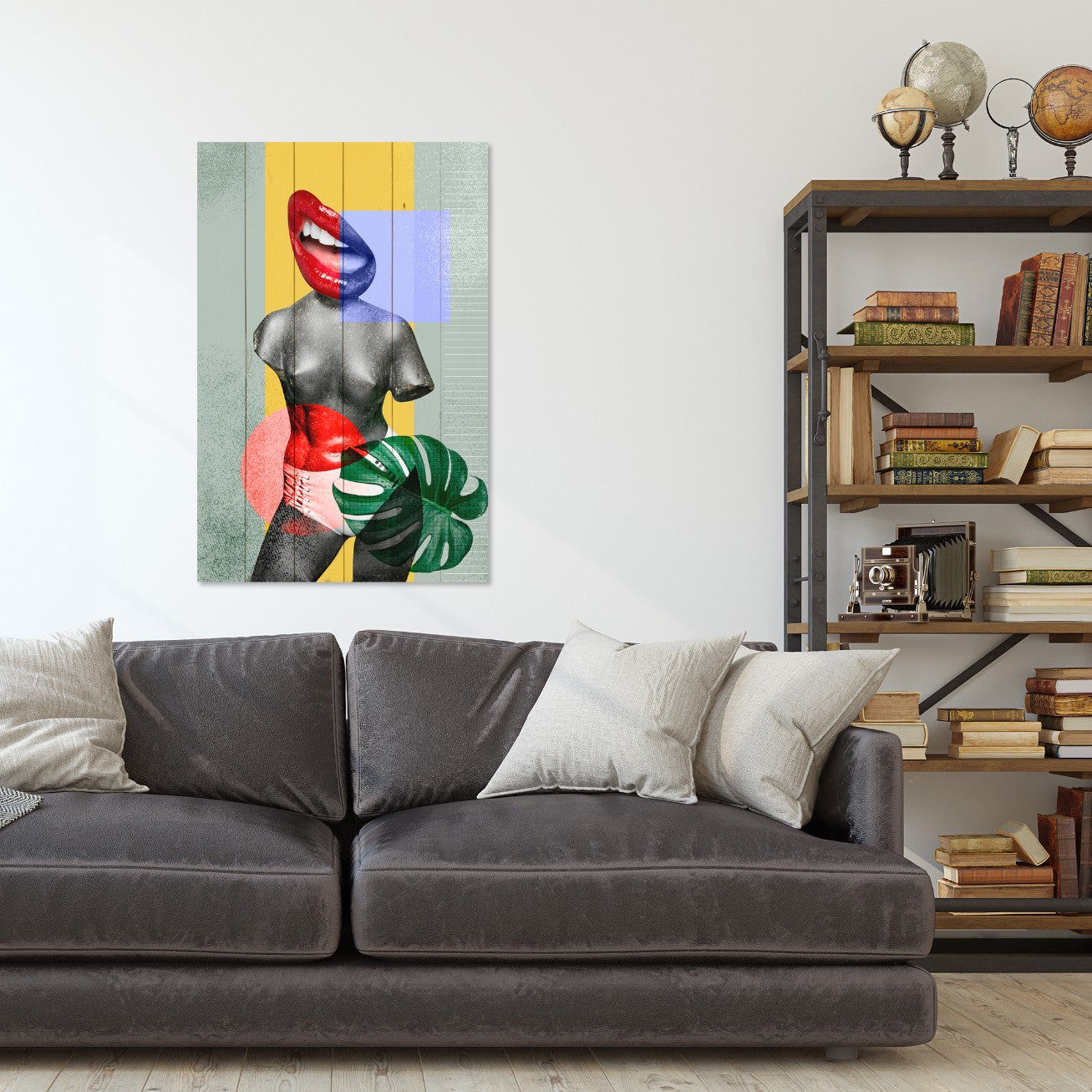 Bild Holz Buntes Vintage Collage Design-50x70 cm