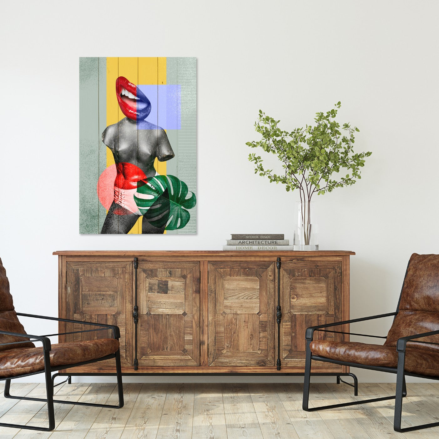 Obraz Dřevo Barevný Vintage Koláž Design-60x90 cm