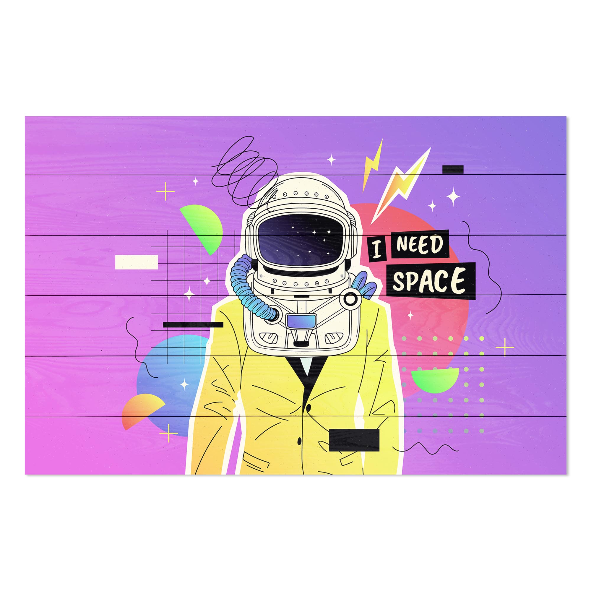 Bild Holz Bunter Kosmonaut-30x40 cm