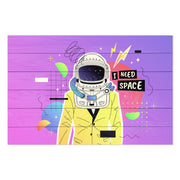 Obraz Wood Colorful Cosmonaut-60x90 cm