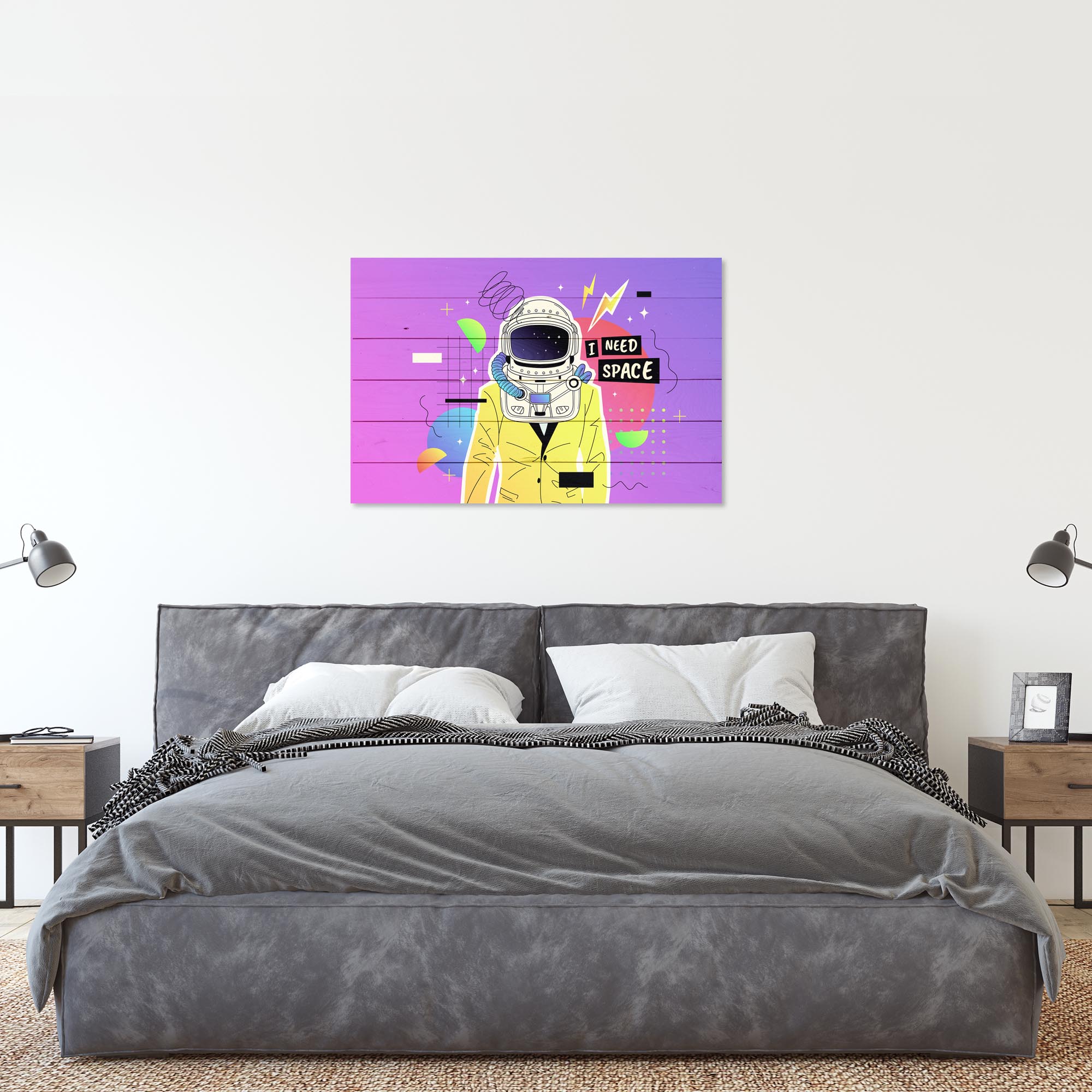 Obraz Dřevo Barevný Kosmonaut