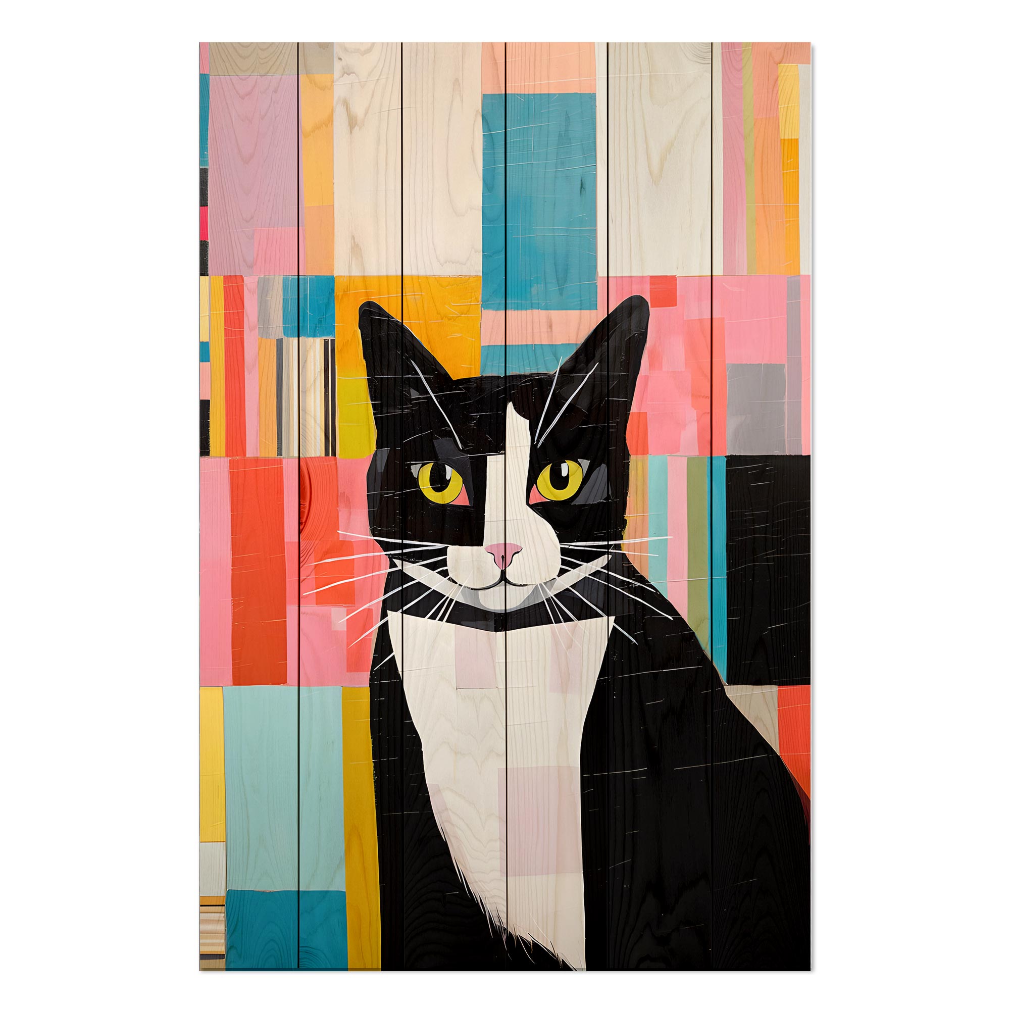 Bild Holz Mosaik Katze