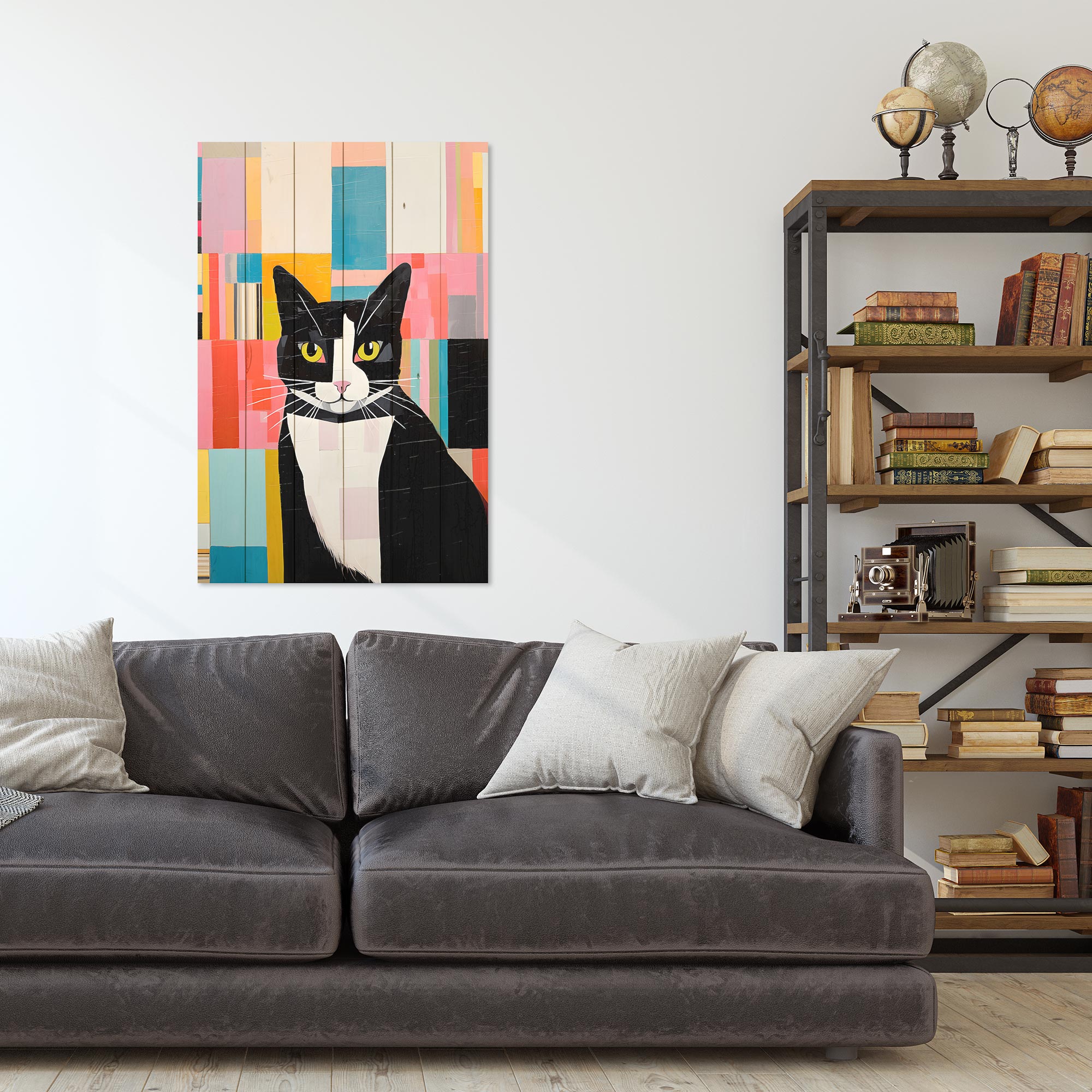 Bild Holz Mosaik Katze