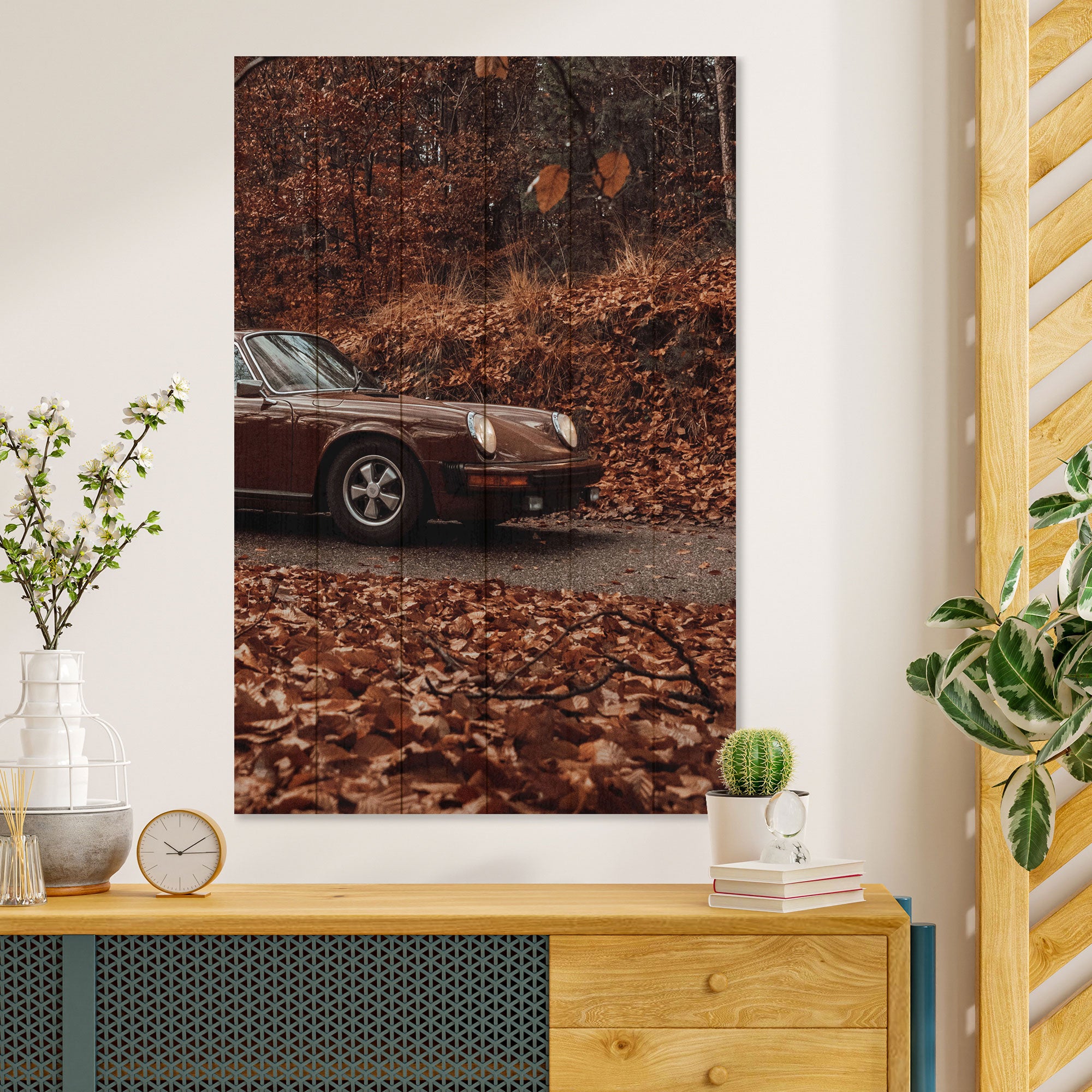 Bild Holz Feld Braun-30x30 cm