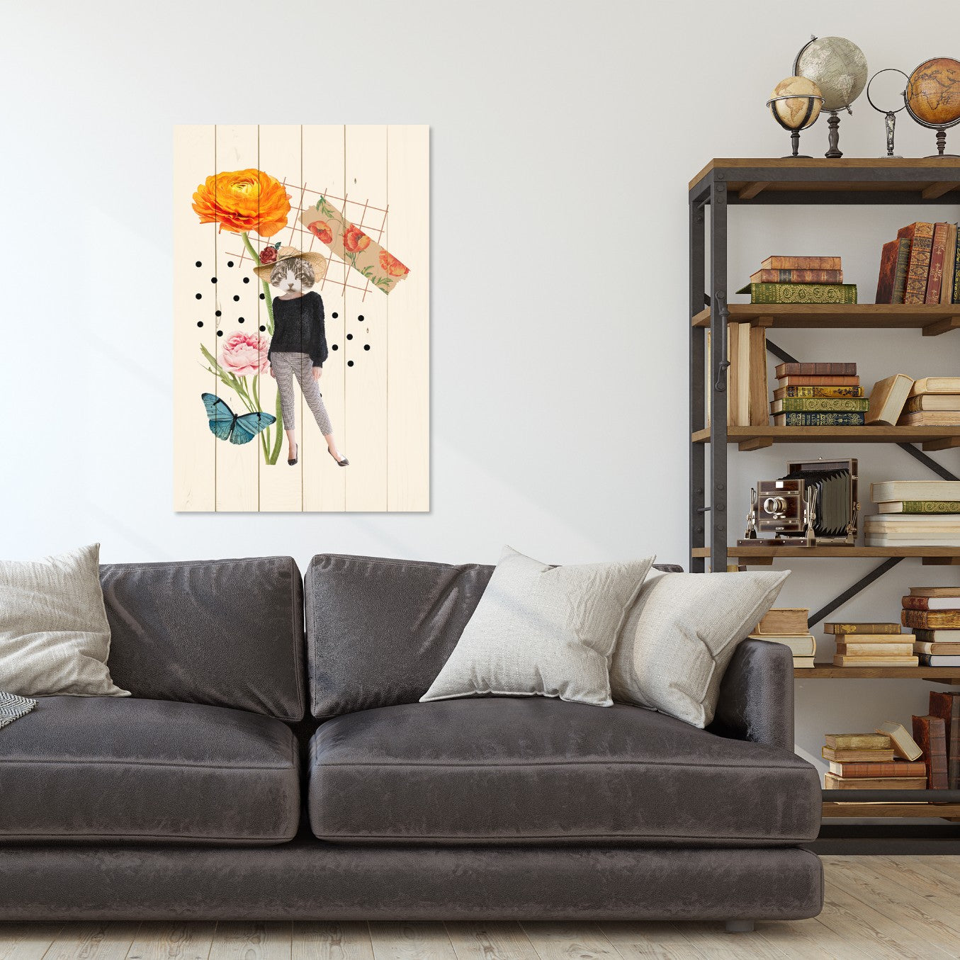 Bild Wood Feminines Ästhetisches Element Katze-30x40 cm