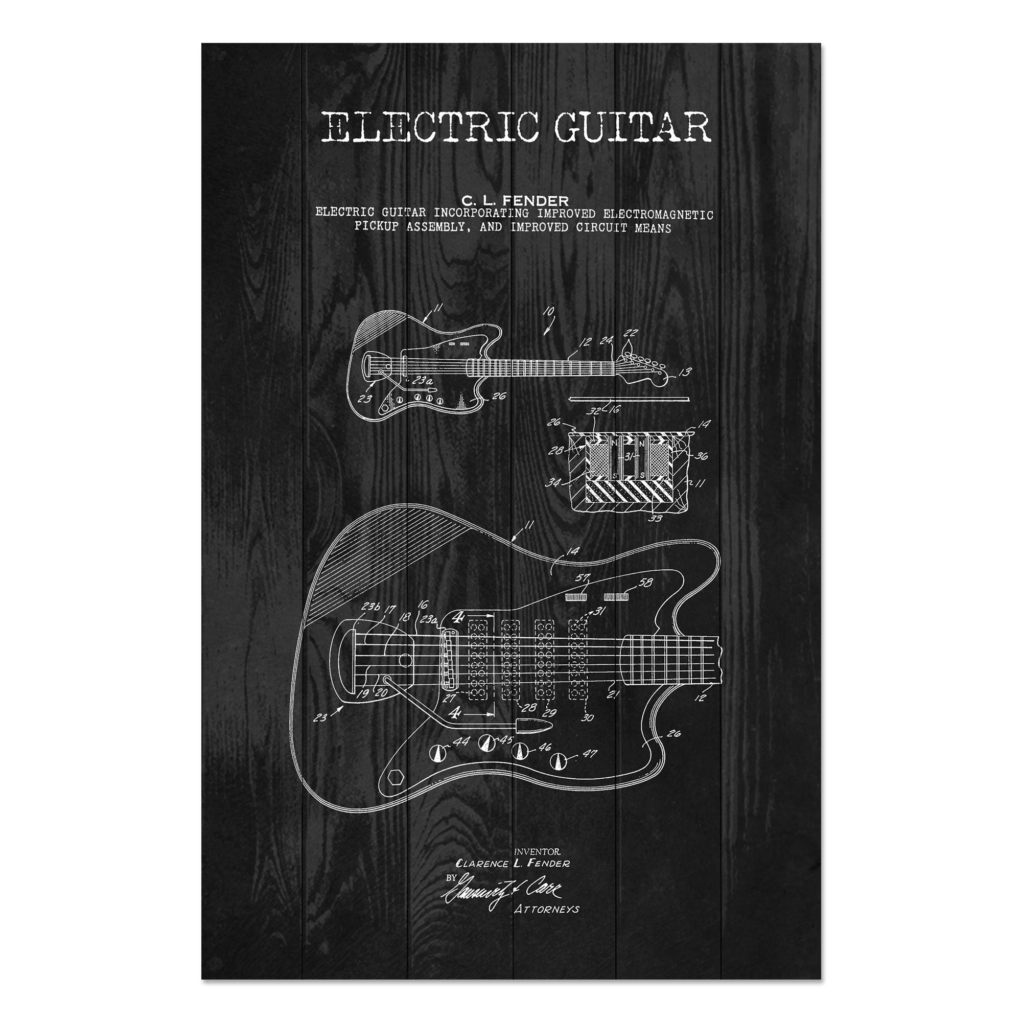 Obraz Wood Elektrická gitara čierna-30x40 cm