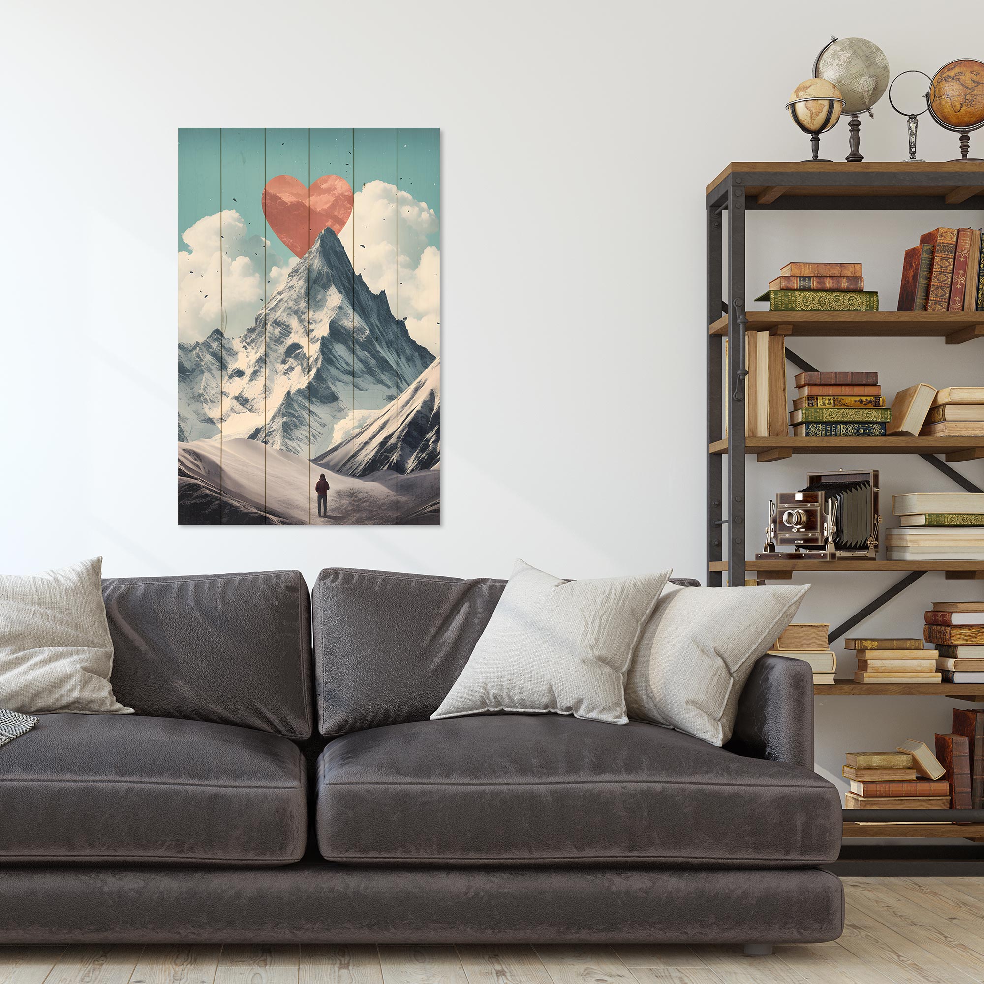 Obraz Wood Moje srdce je v horách-40x60 cm