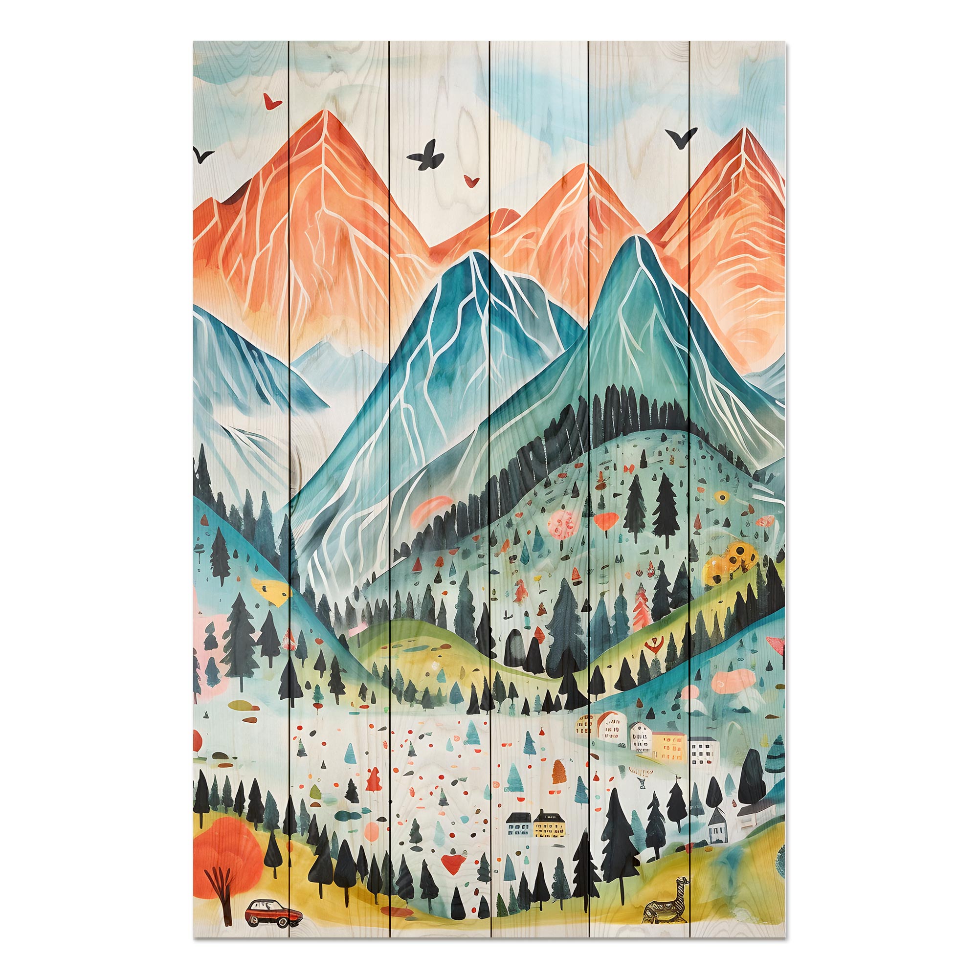 Bild Wood Berge Aquarell-30x30 cm