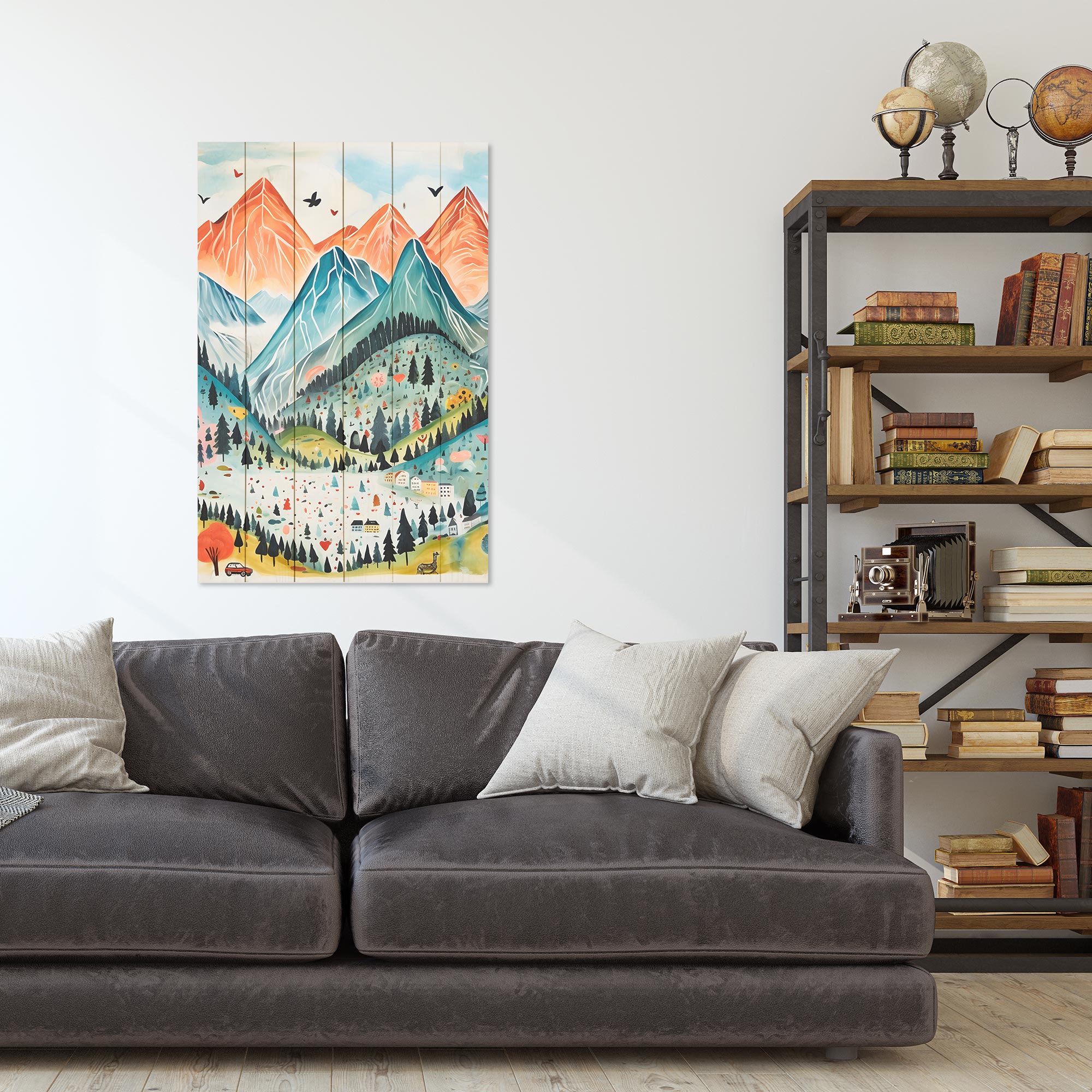 Obraz Wood Hory akvarel-40x60 cm