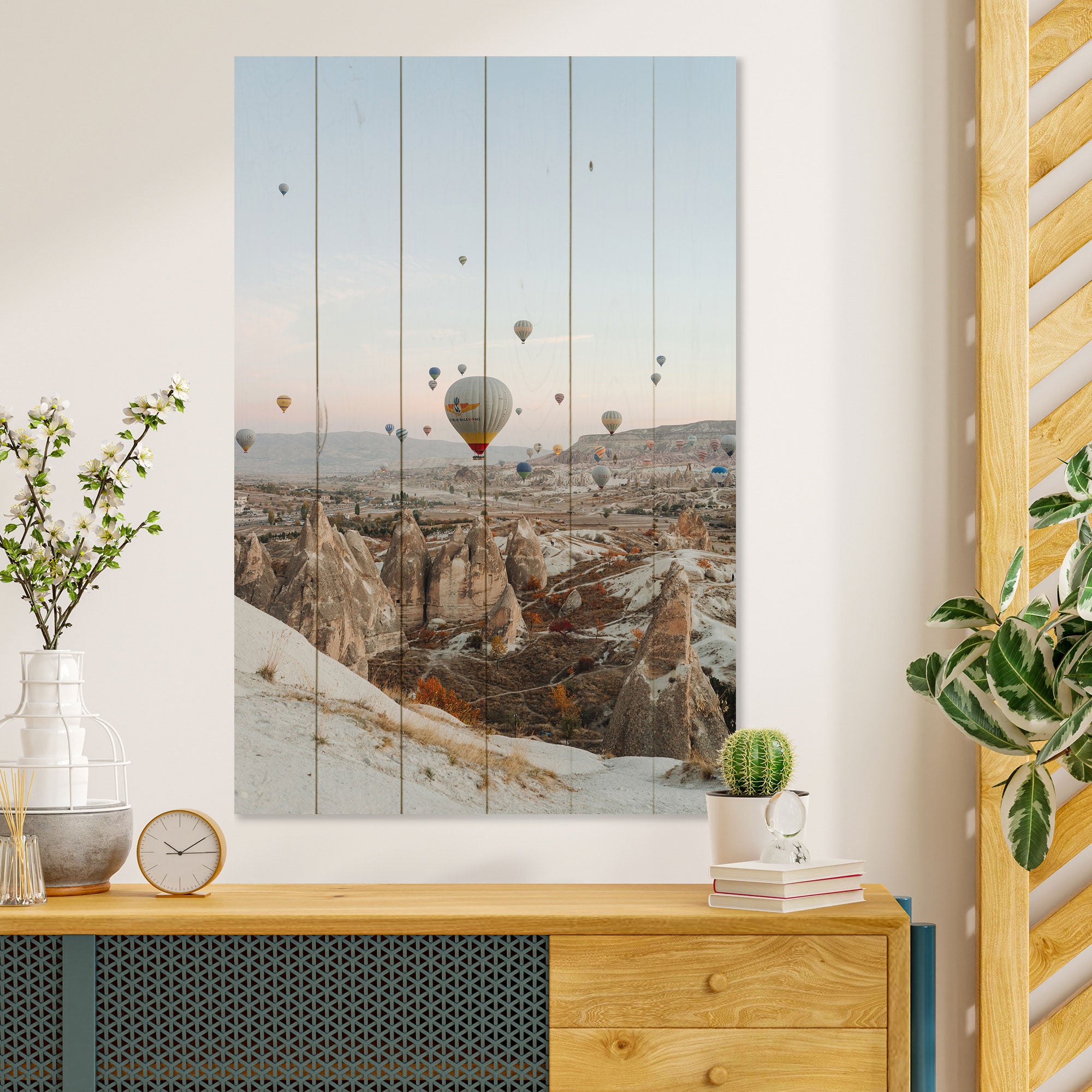 Obraz Wood Let balónem-60x90 cm