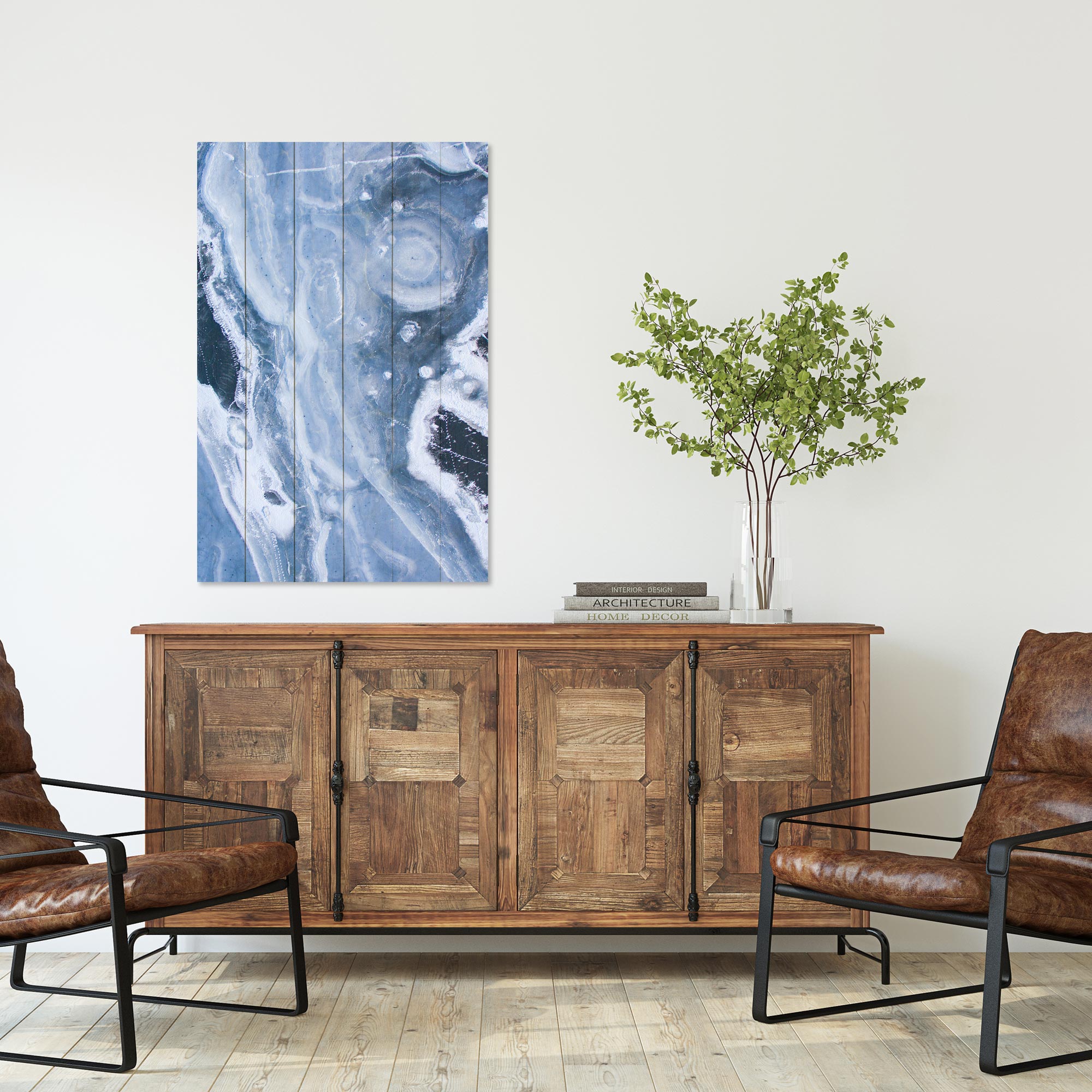 Obraz Wood Modrá abstrakcia-40x60 cm