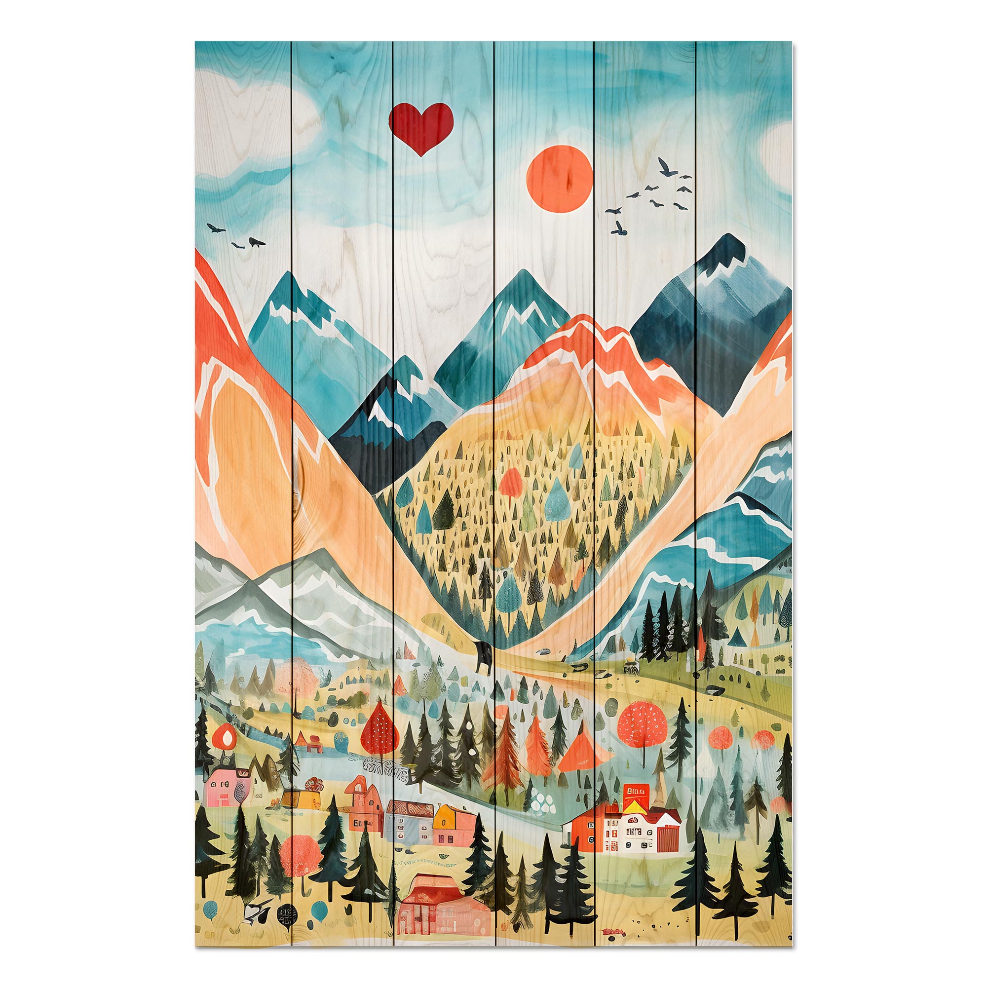 Bild Wood Mountains Pastell Aquarell-50x70 cm