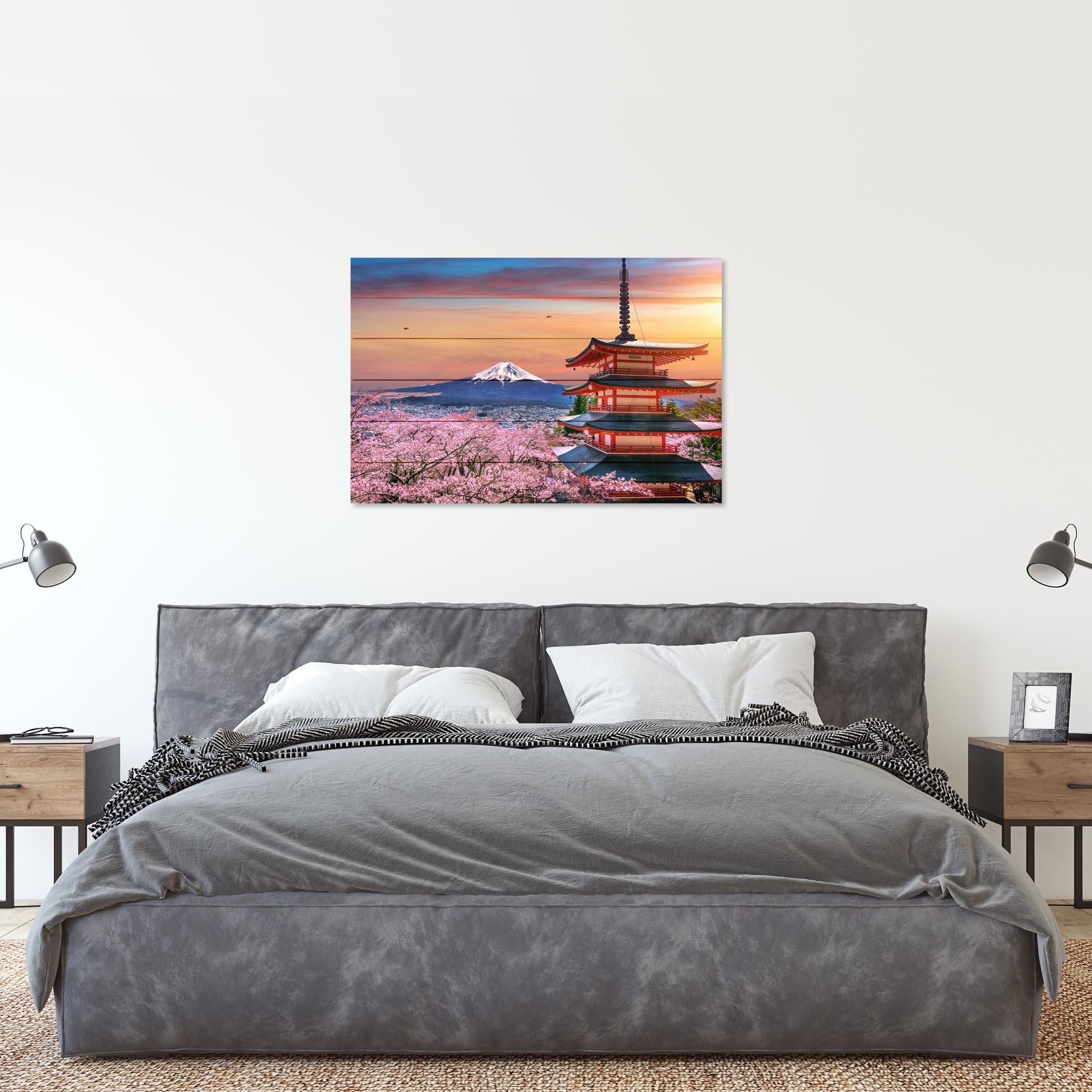 Obraz Wood Cherry Blossoms and Fuji Mountain-30x40 cm