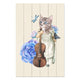 Bild Wood Katze mit Geige in Blumen-30x40 cm