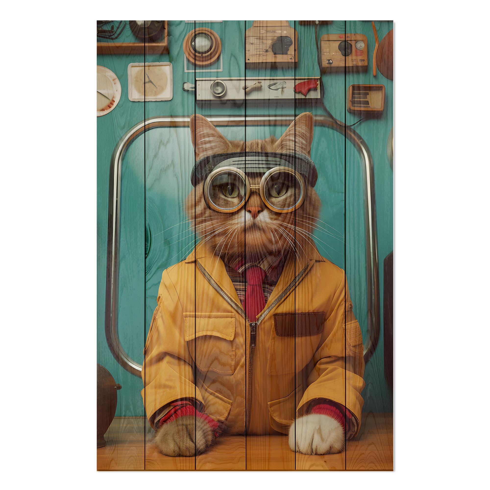 Obraz Wood Engineer Cat-30x30 cm