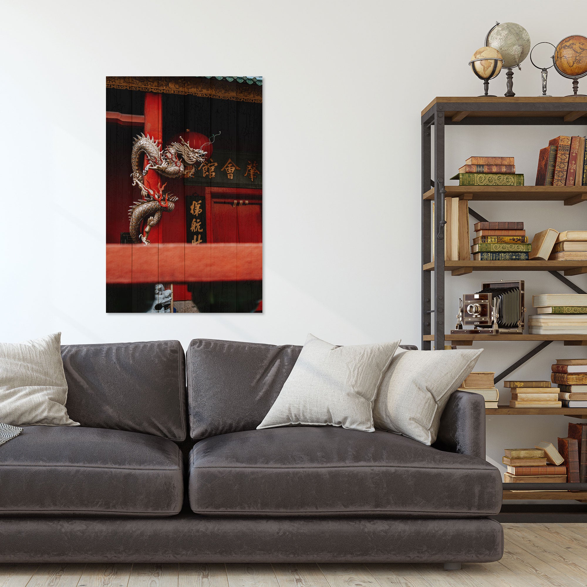 Obraz Wood Čínský drak-50x70 cm