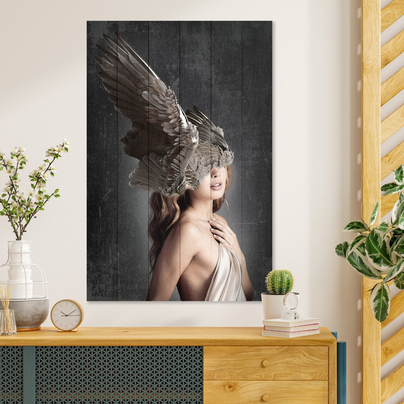 Obraz Wood Brown Wings on the Head-50x70 cm